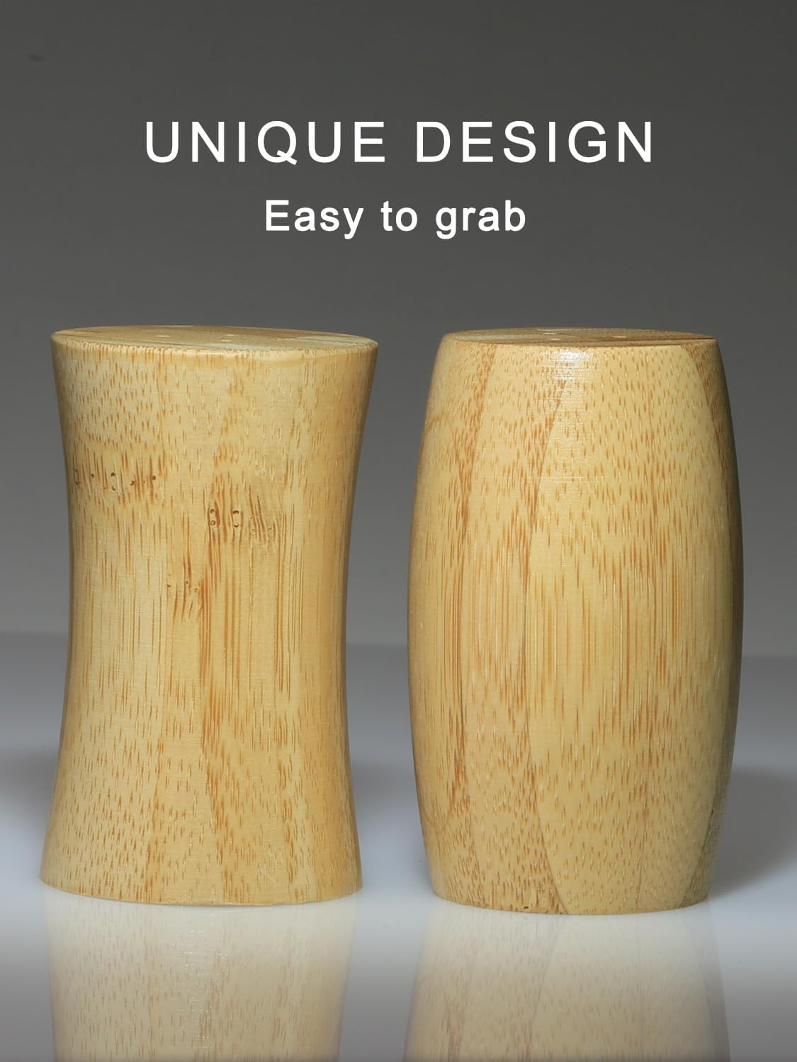 ZTHapwa Bamboo Salt Pepper Shaker Set of 2