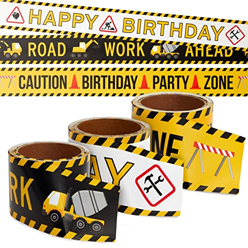 BLUE PANDA 3 Pack Birthday Caution Tape Rolls - 100ft Length 3in Width