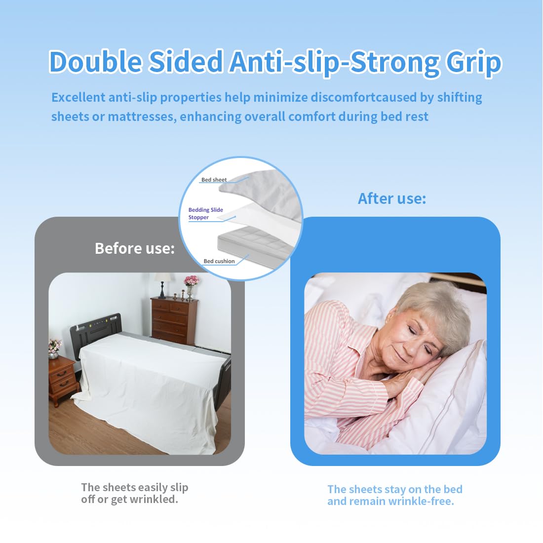 Ehucon Silicone Slide Stopper Pad for Bed Sheets 295 x 787