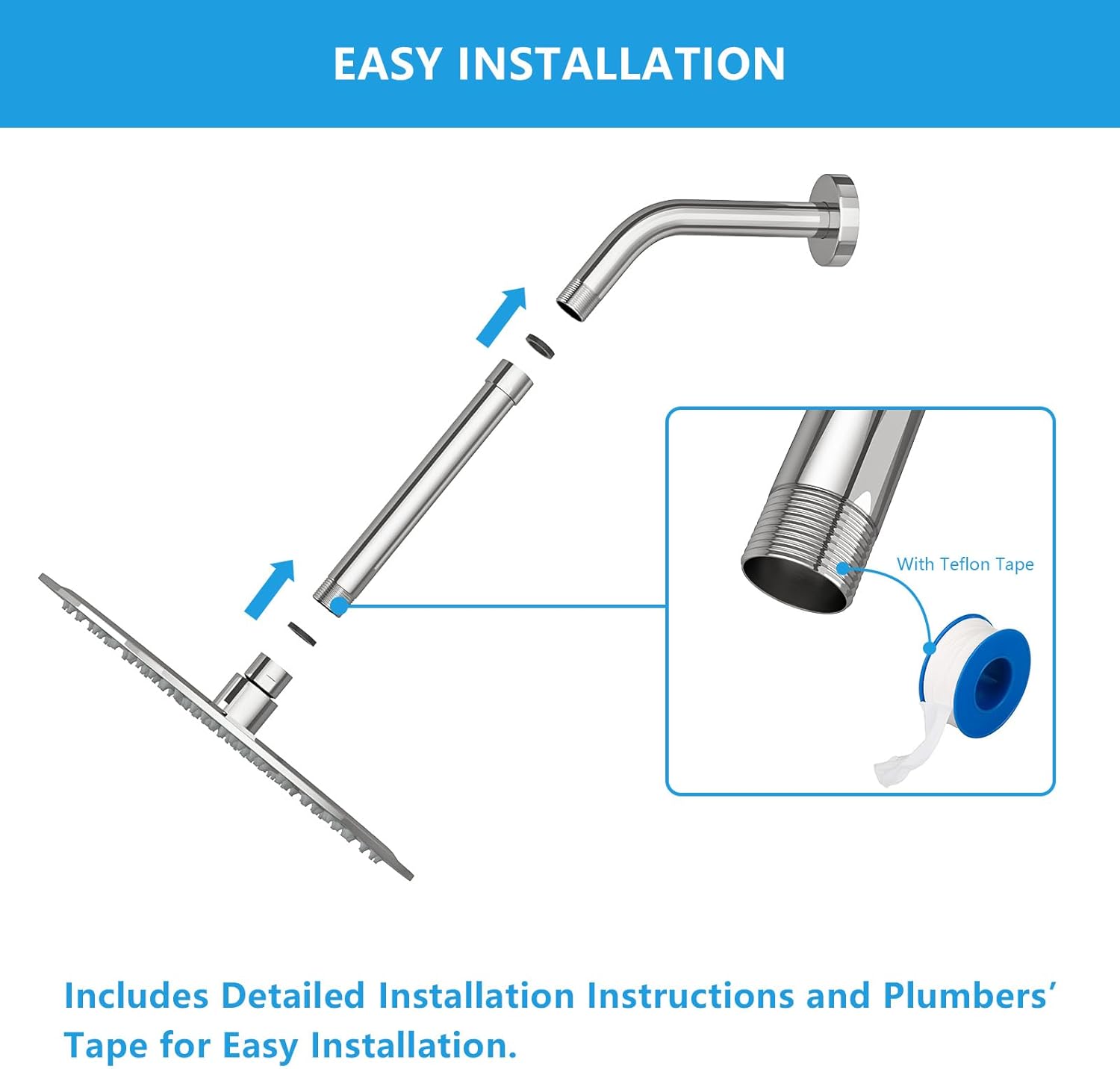 Lordear 6 Inch Stainless Steel Shower Arm Extender