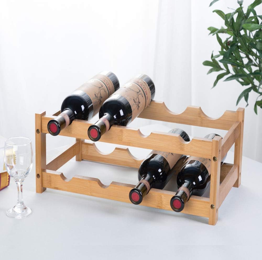 FOSTERSOURCE Bamboo Wine Rack 2-Tier 8 Bottles