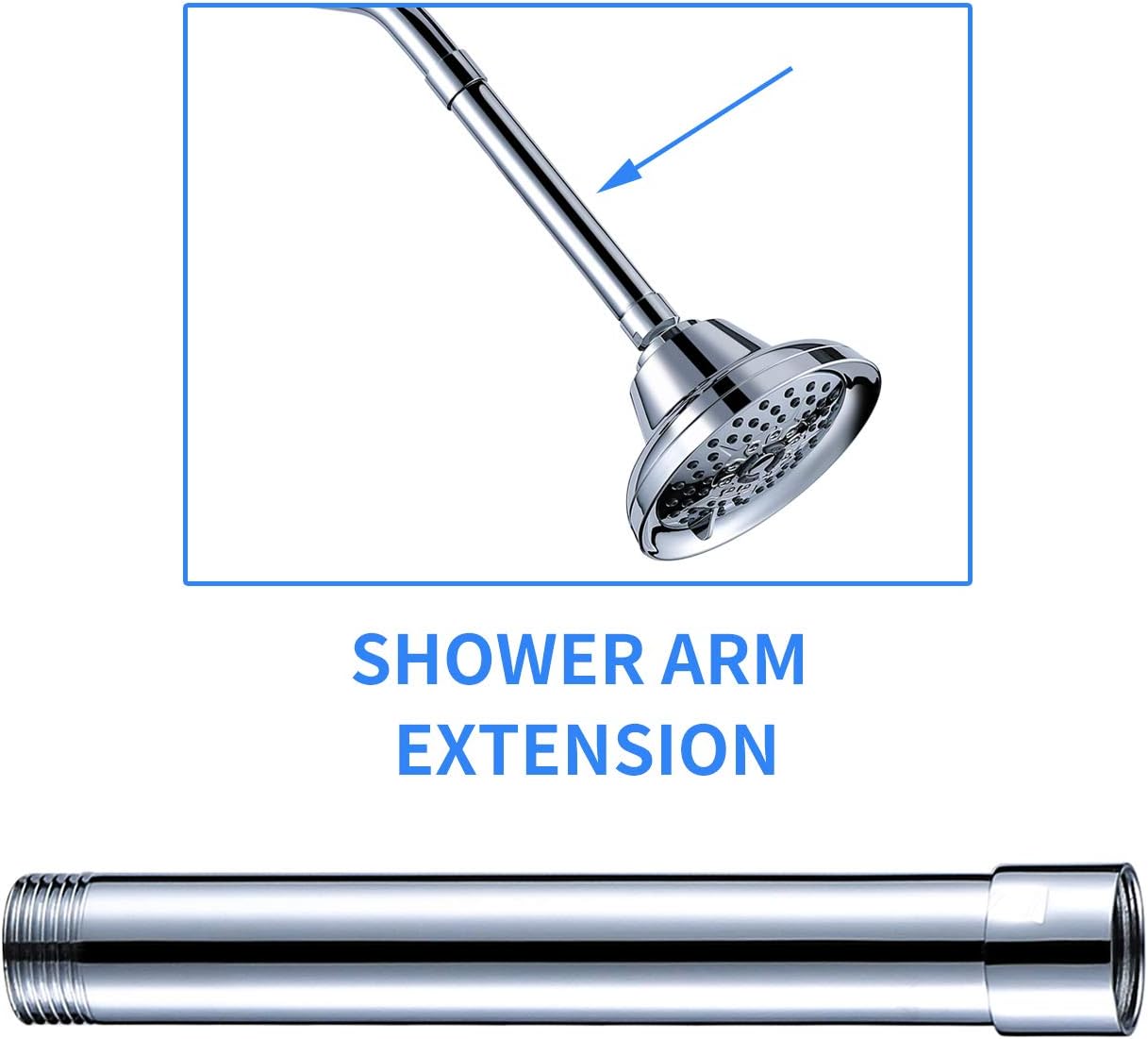 Miyili 6 Inch Brass Shower Arm Extension with Chrome Finish