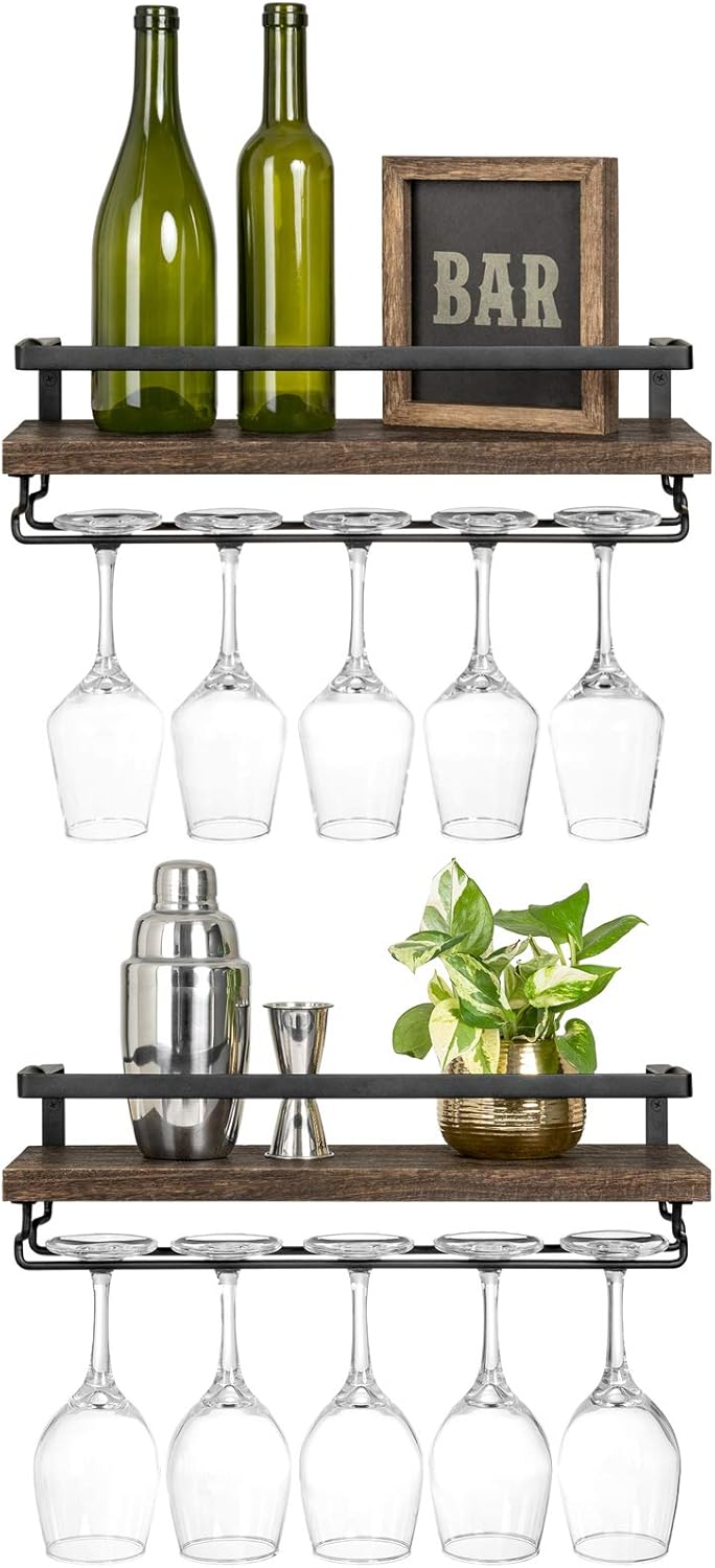 Mkono Wall Mounted Wine Rack Set of 2