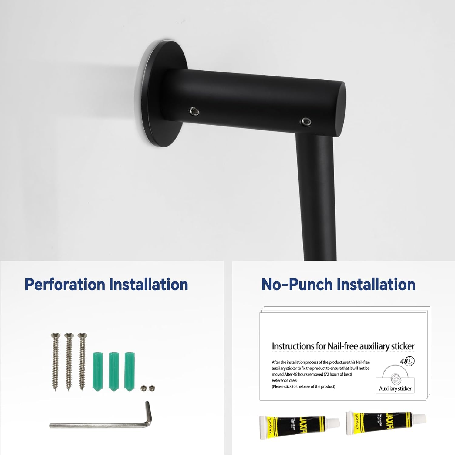 YDmeet Adjustable Shower Slide Bar with 360 Rotation - Black