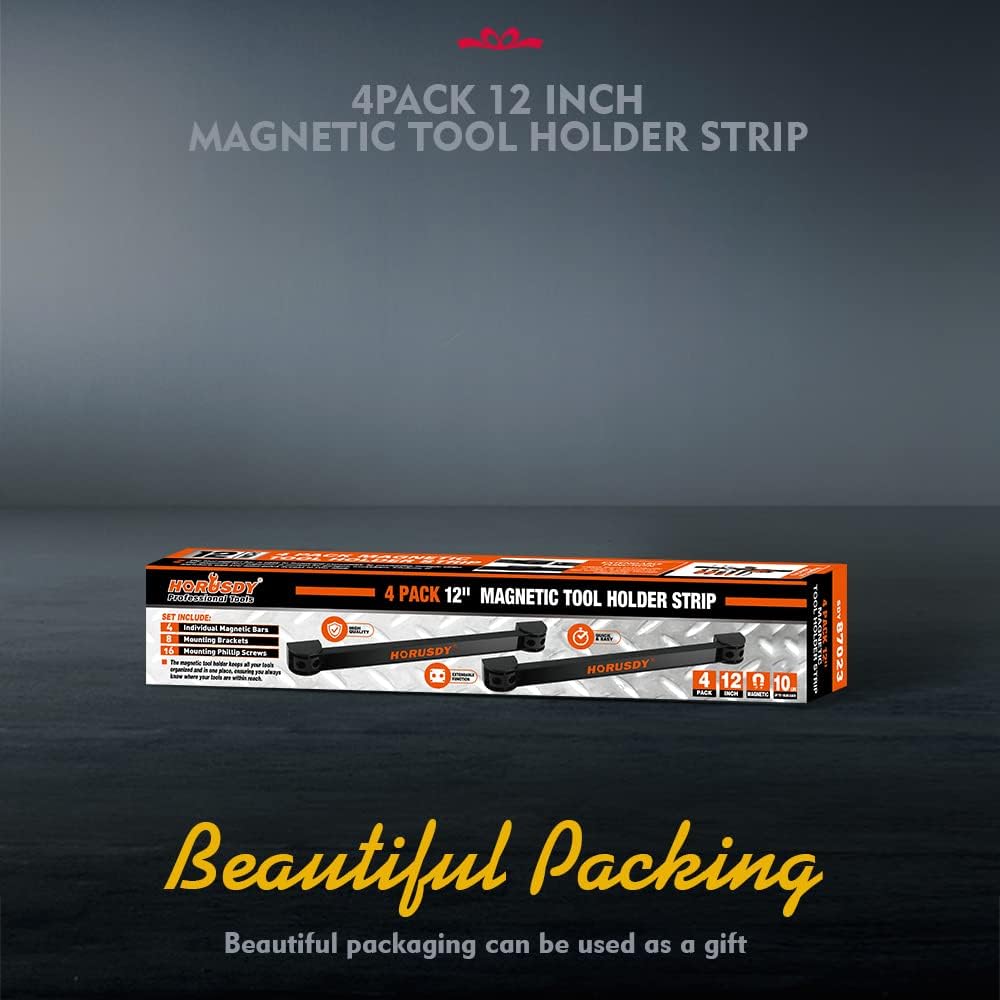 HORUSDY 12 Inch Magnetic Tool Holder Strip 4 Pack