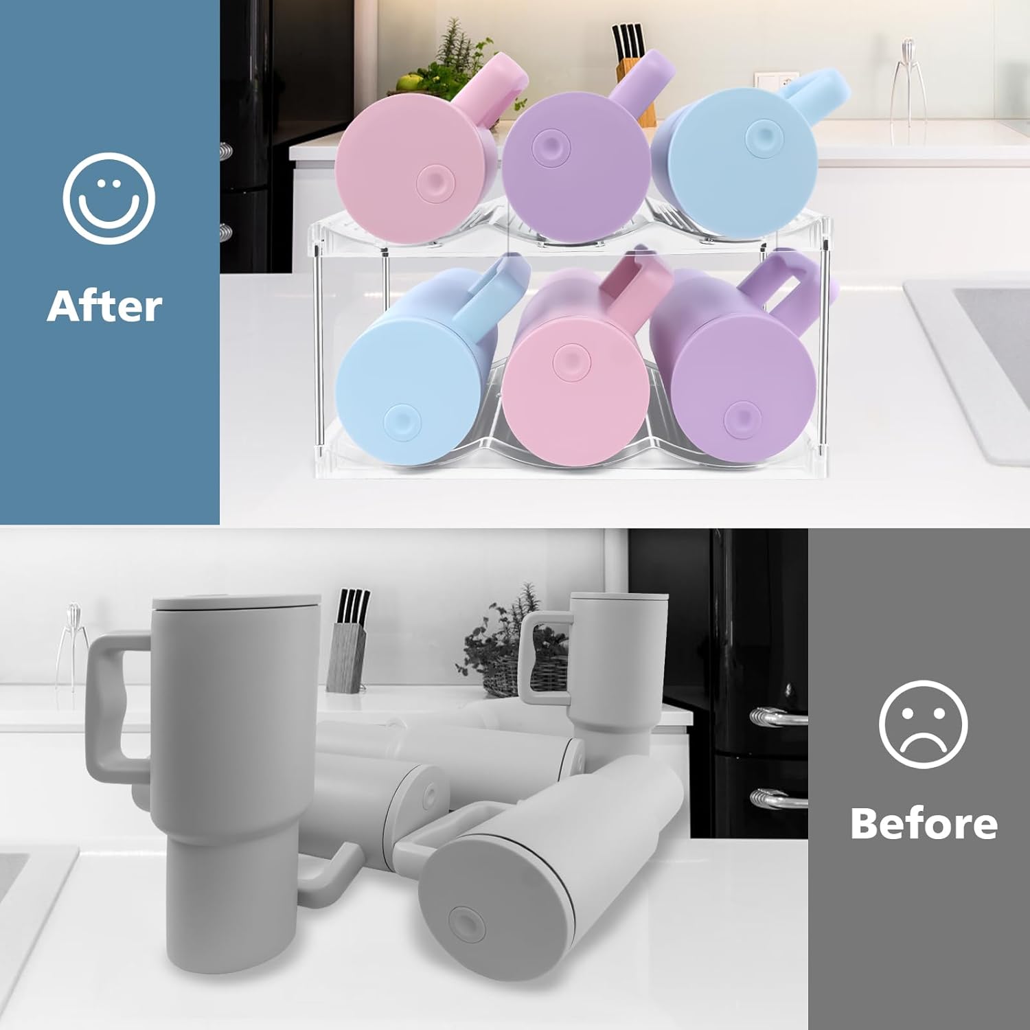 4-Tier Stackable Water Bottle Organizer for Large Cups