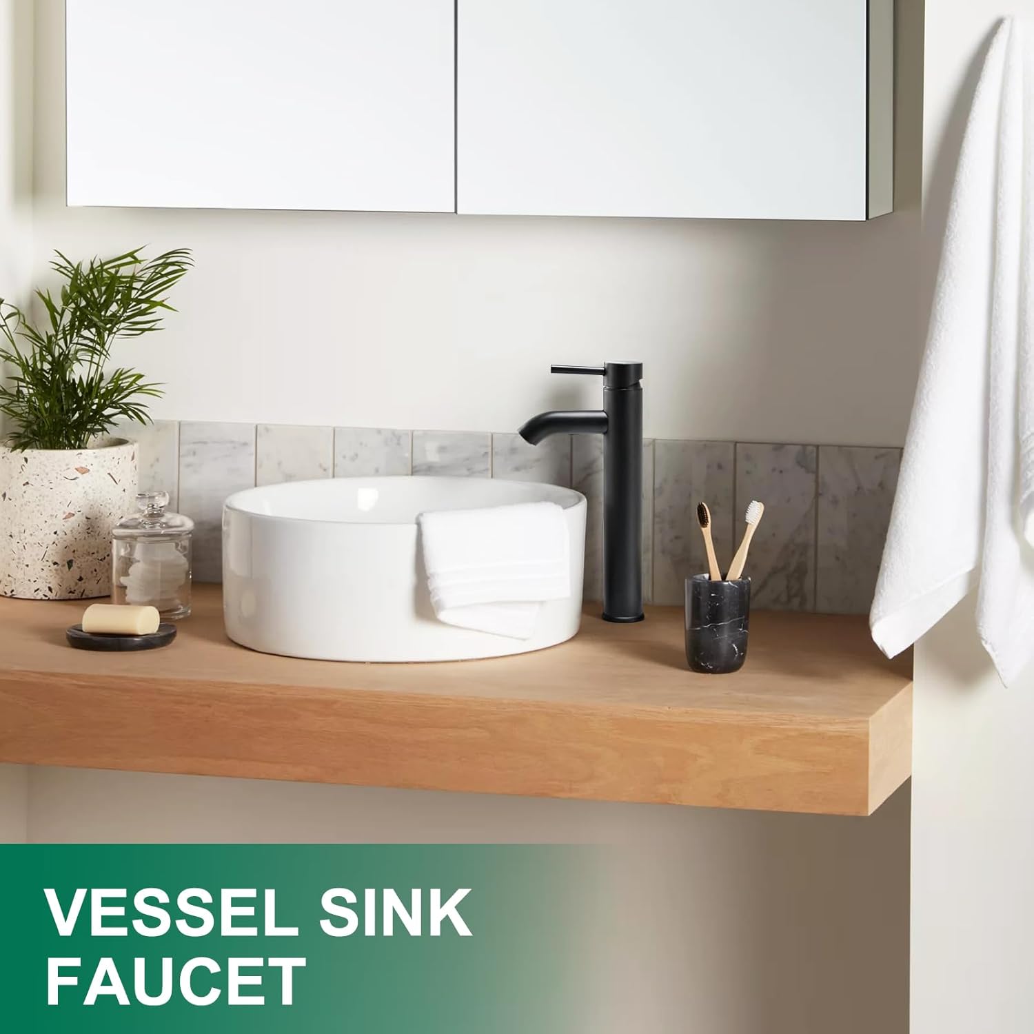 VOTON Chrome Modern Tall Vessel Sink Faucet Single Handle One Hole