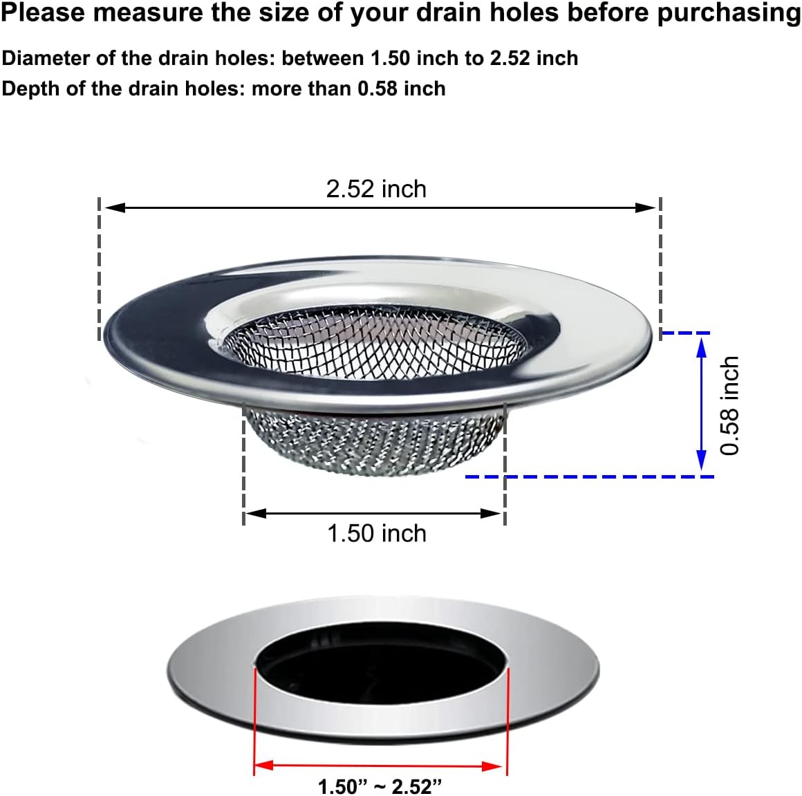 Seatery 150 Bathtub Strainer with Hair Catcher - Stainless Steel Pack of 2