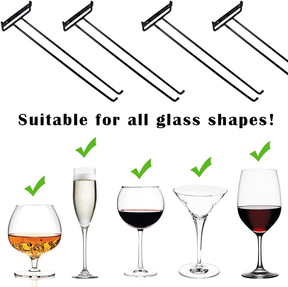 4-Pack 12 Inch Wall-Mounted Wine Glass Racks