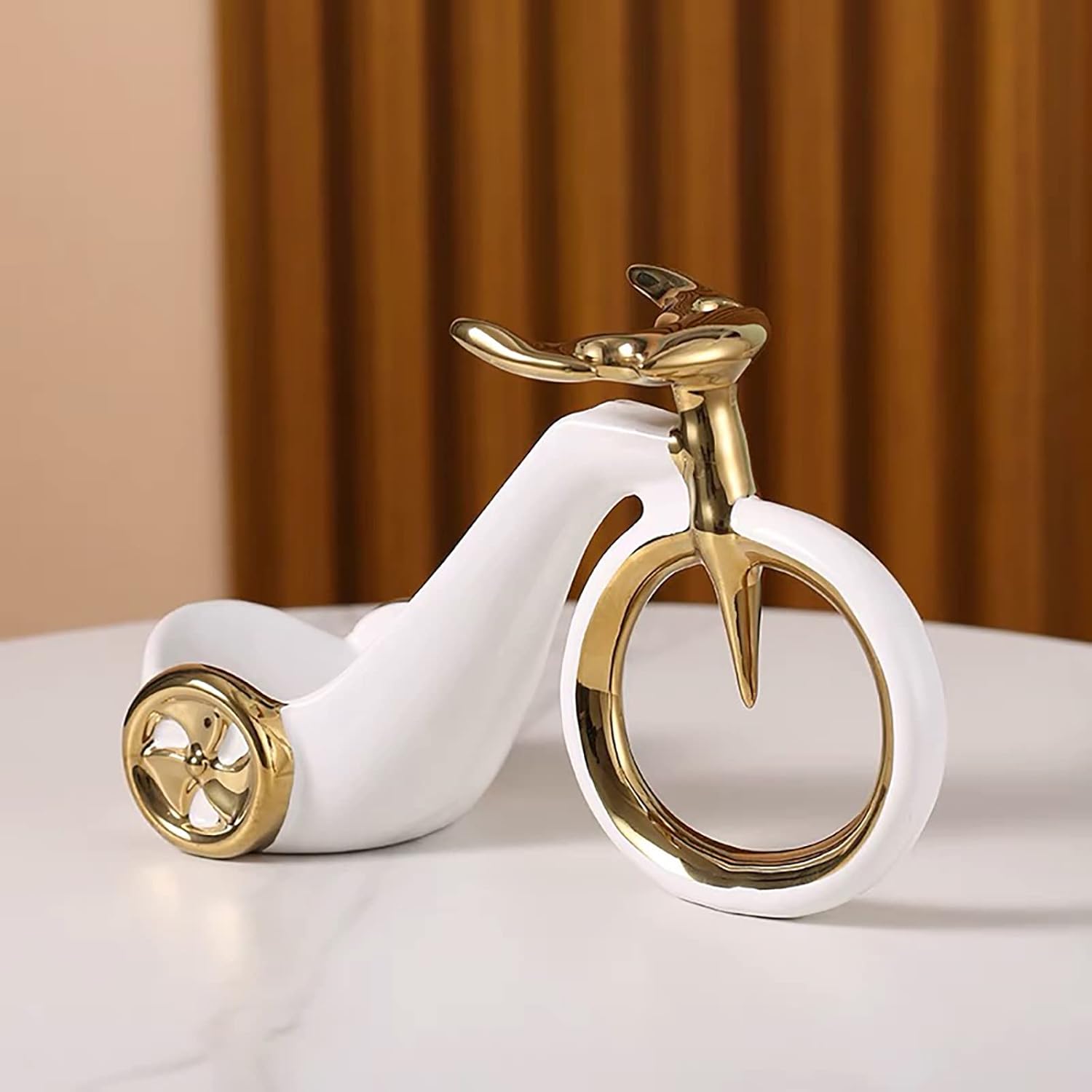 LIULIMI Ceramic Bike White Statue Wine Rack