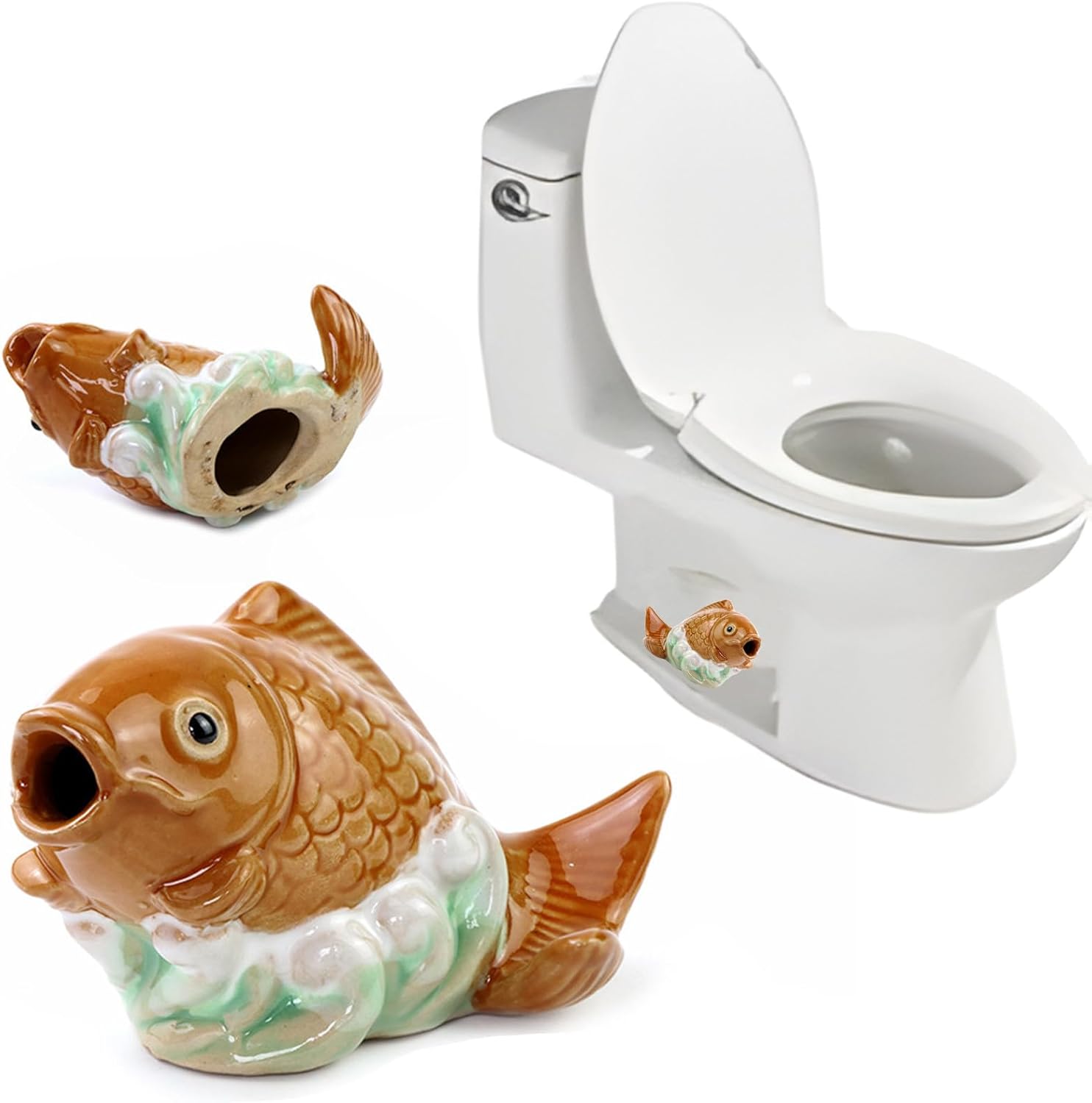 Toilet Bolt Caps with Resin Miniature Carp Fish Figurines
