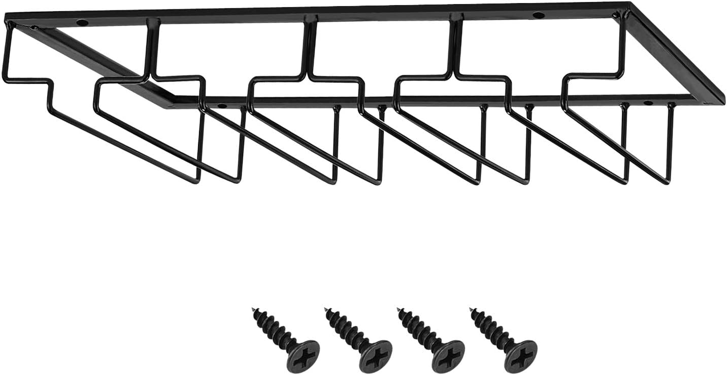 MOCOUM 4 Rows Wine Glasses Holder Under Cabinet Rack