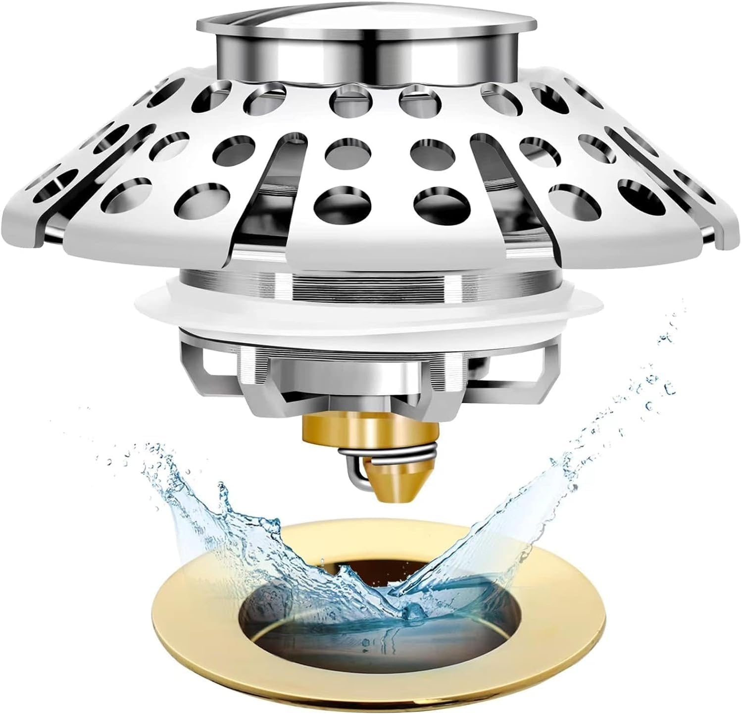 Anlige Bathtub Drain Stopper with Hair Catcher 1