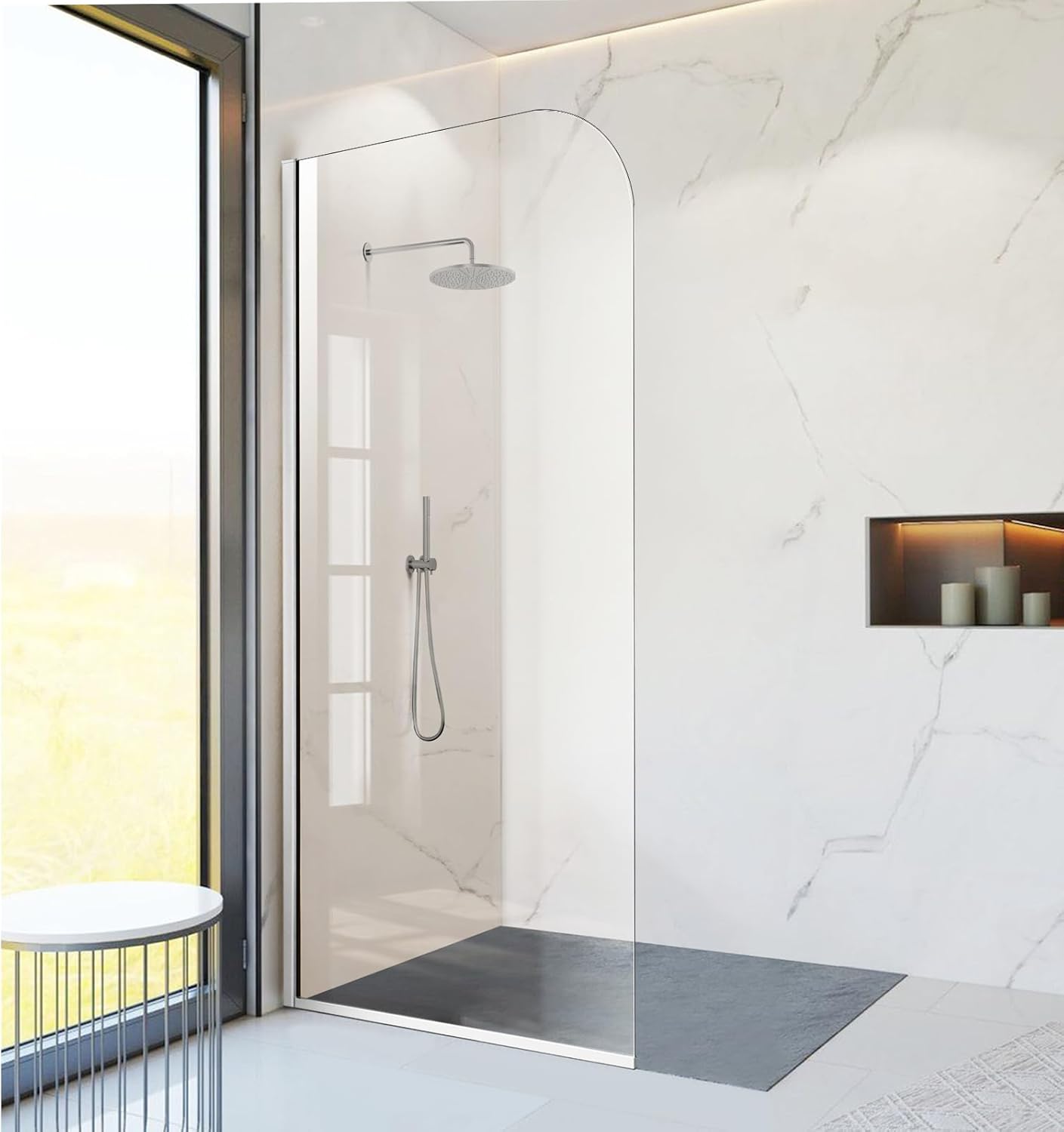 Glass Shower Door Screen 34x78 Silver 516 Clear Tempered