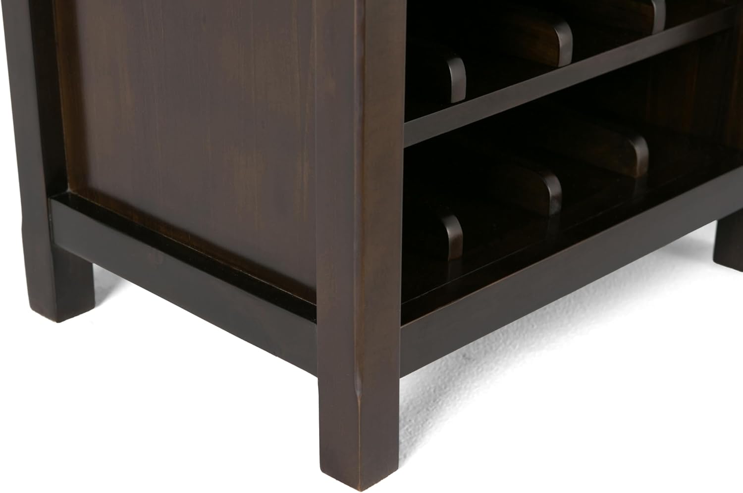 SIMPLIHOME Avalon 12-Bottle Wood Wine Rack Cabinet in Dark Tobacco Brown