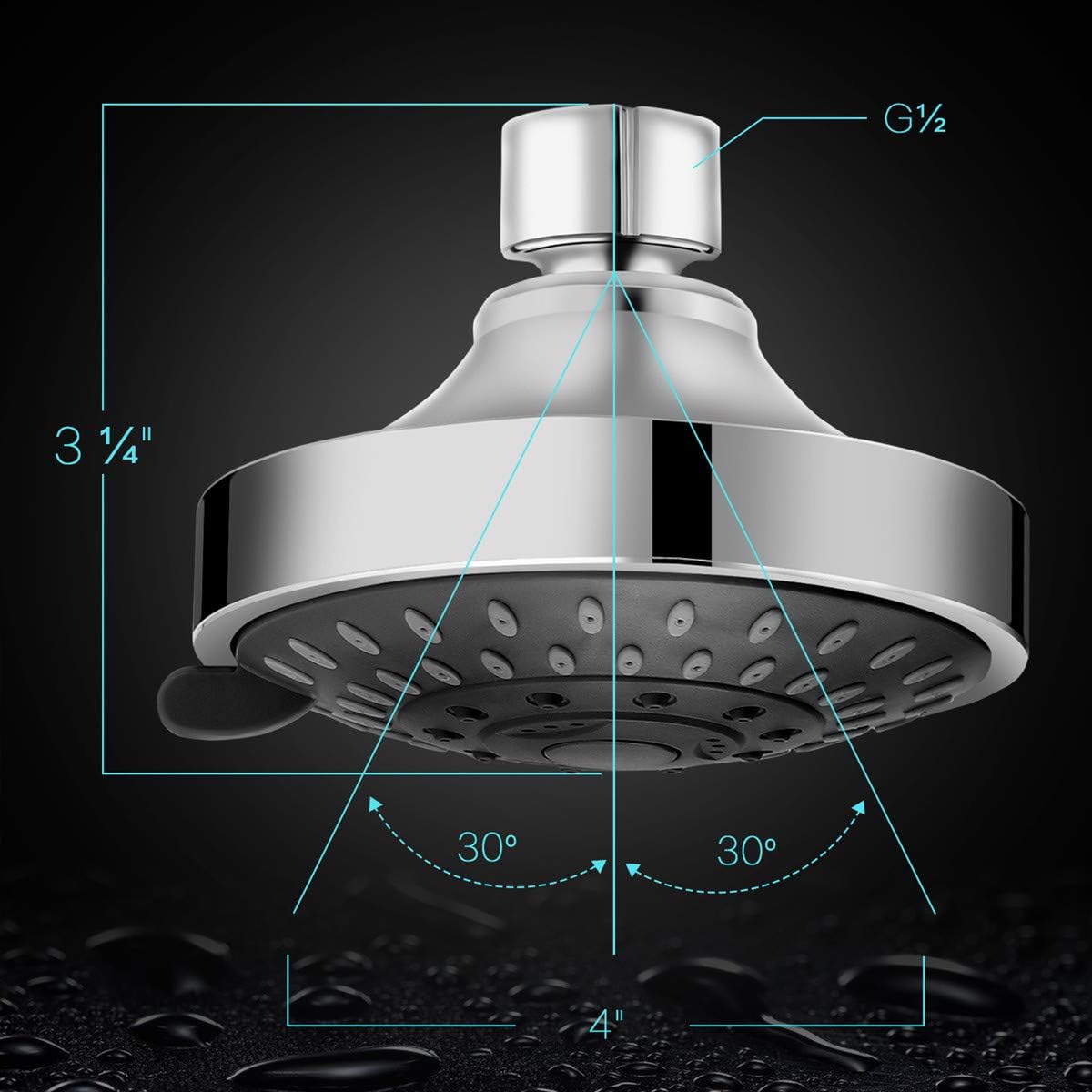 WarmSpray High Pressure 5-Setting Fixed Showerhead