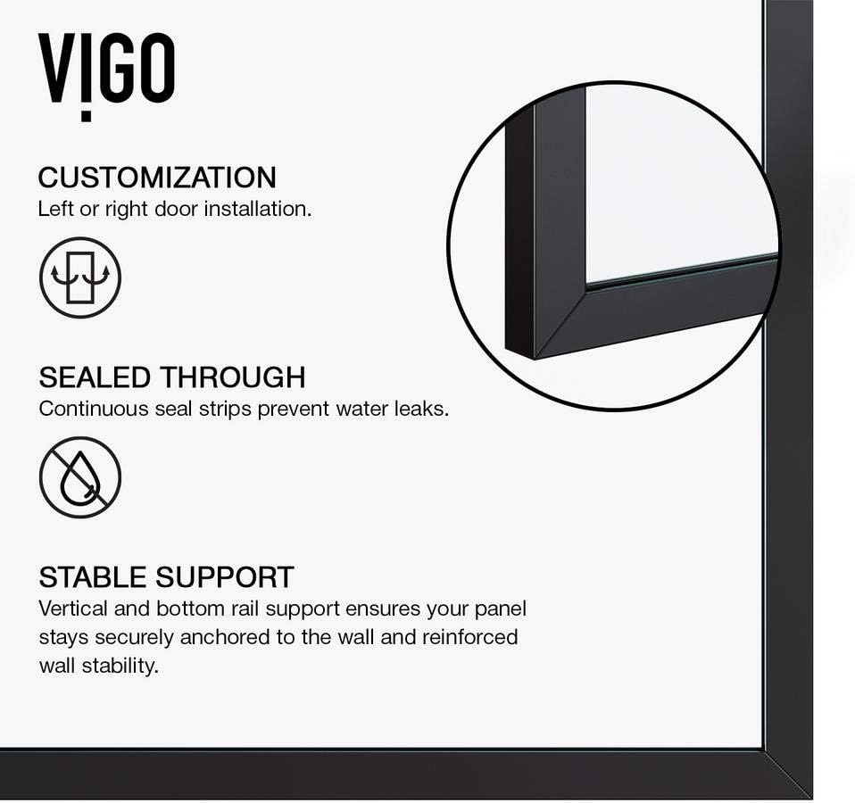 VIGO Zenith Frameless Tempered Glass Shower Panel
