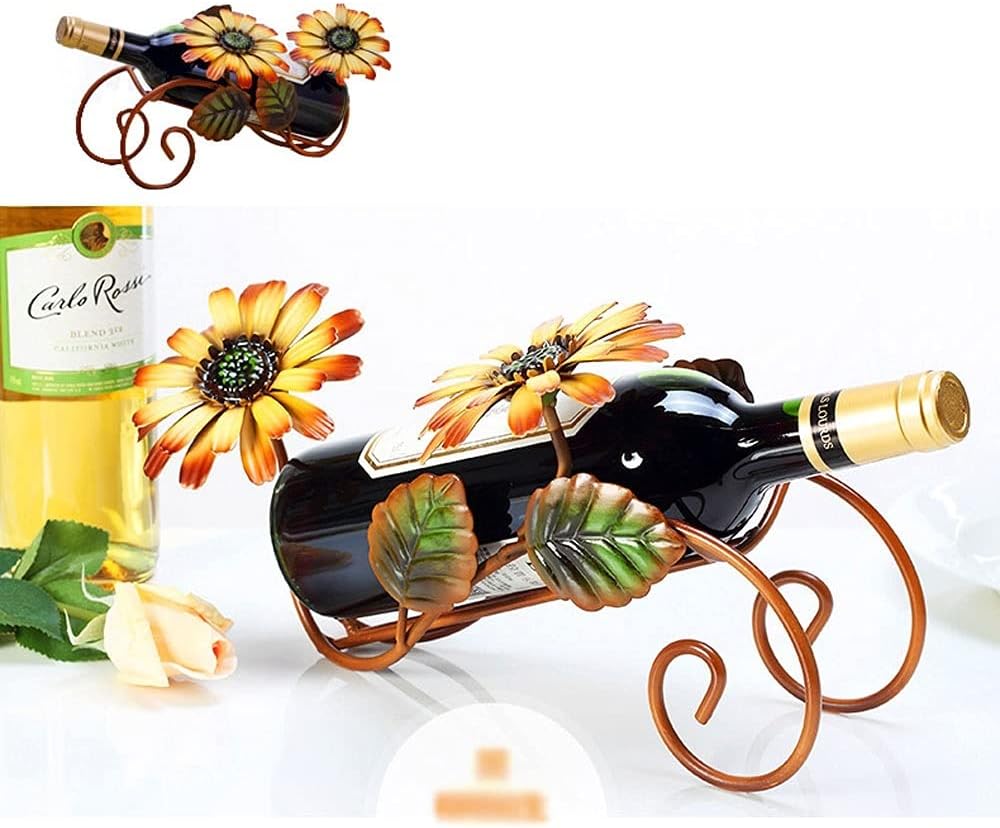 European Creative Sun Flower Wine Rack - Metal Storage Stand