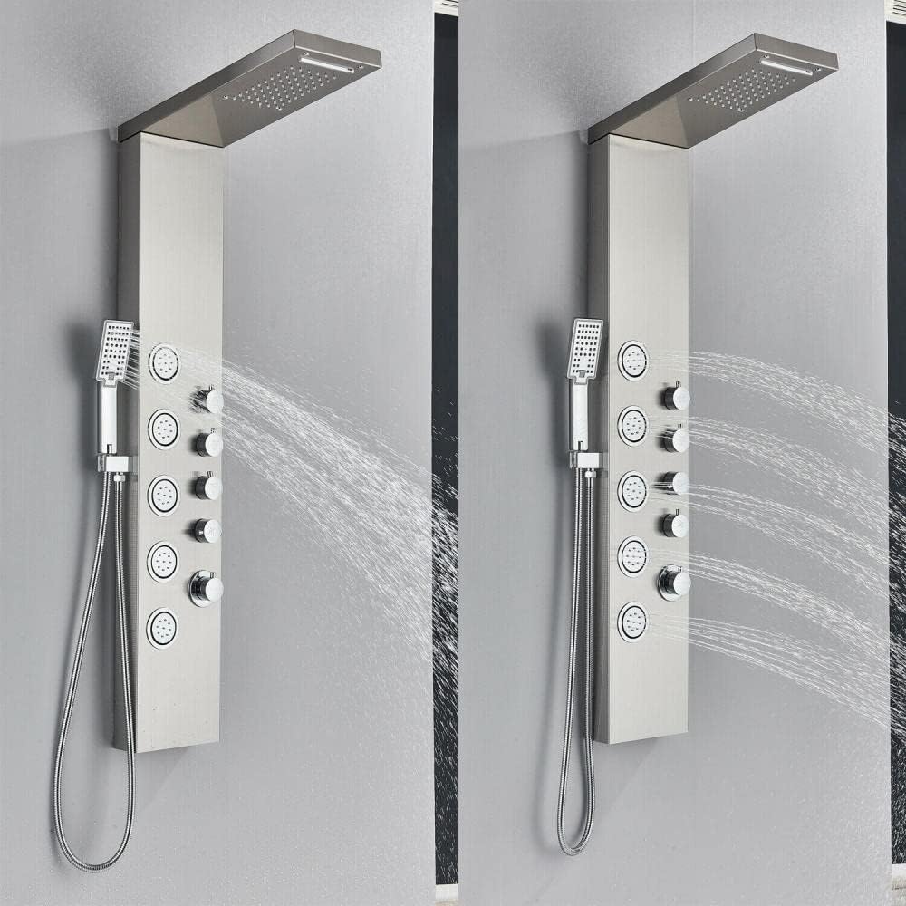 Gougeltd LED Light Shower Panel with Massager Jets 1