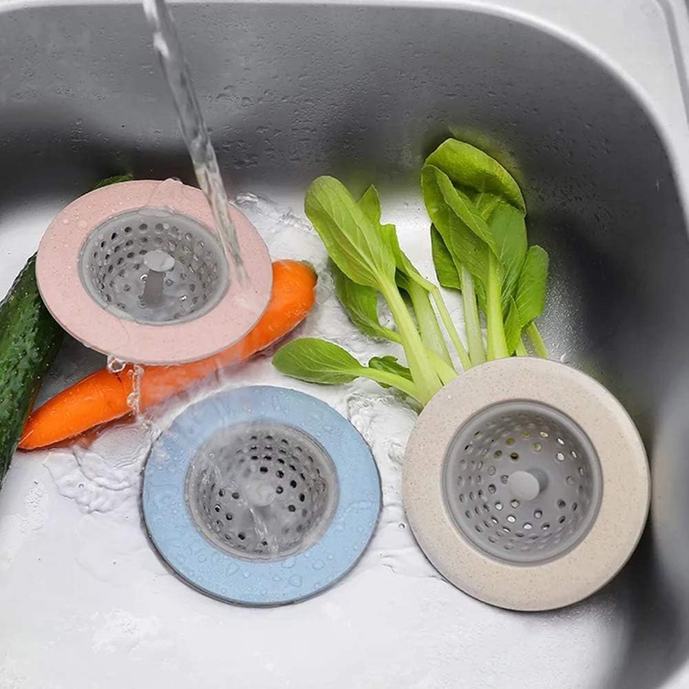 3Pcs Pink Drain Strainer for Kitchen and Floor Drains
