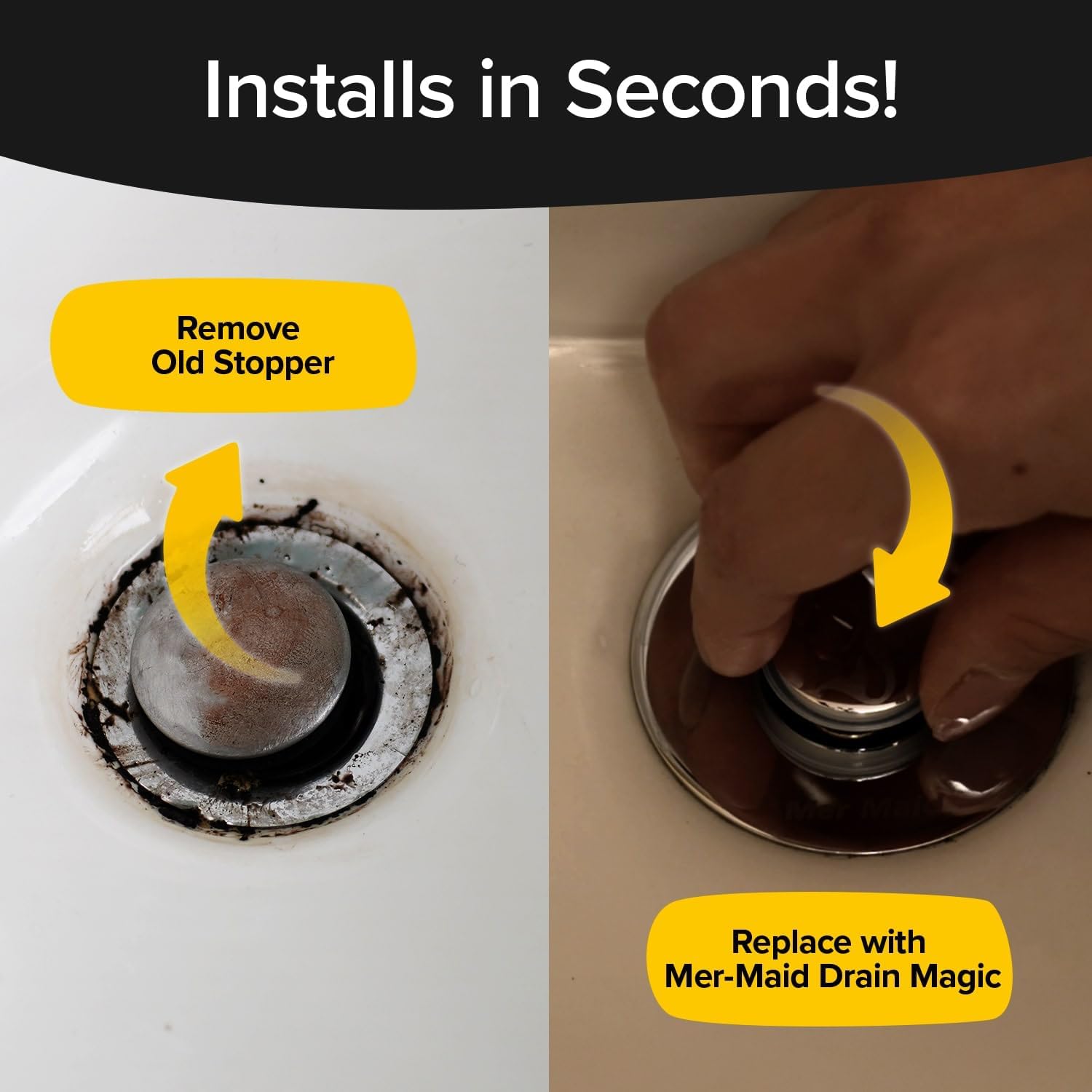 Mer-maid Drain Magic AS-SEEN-ON-TV Drain Stopper No Tools