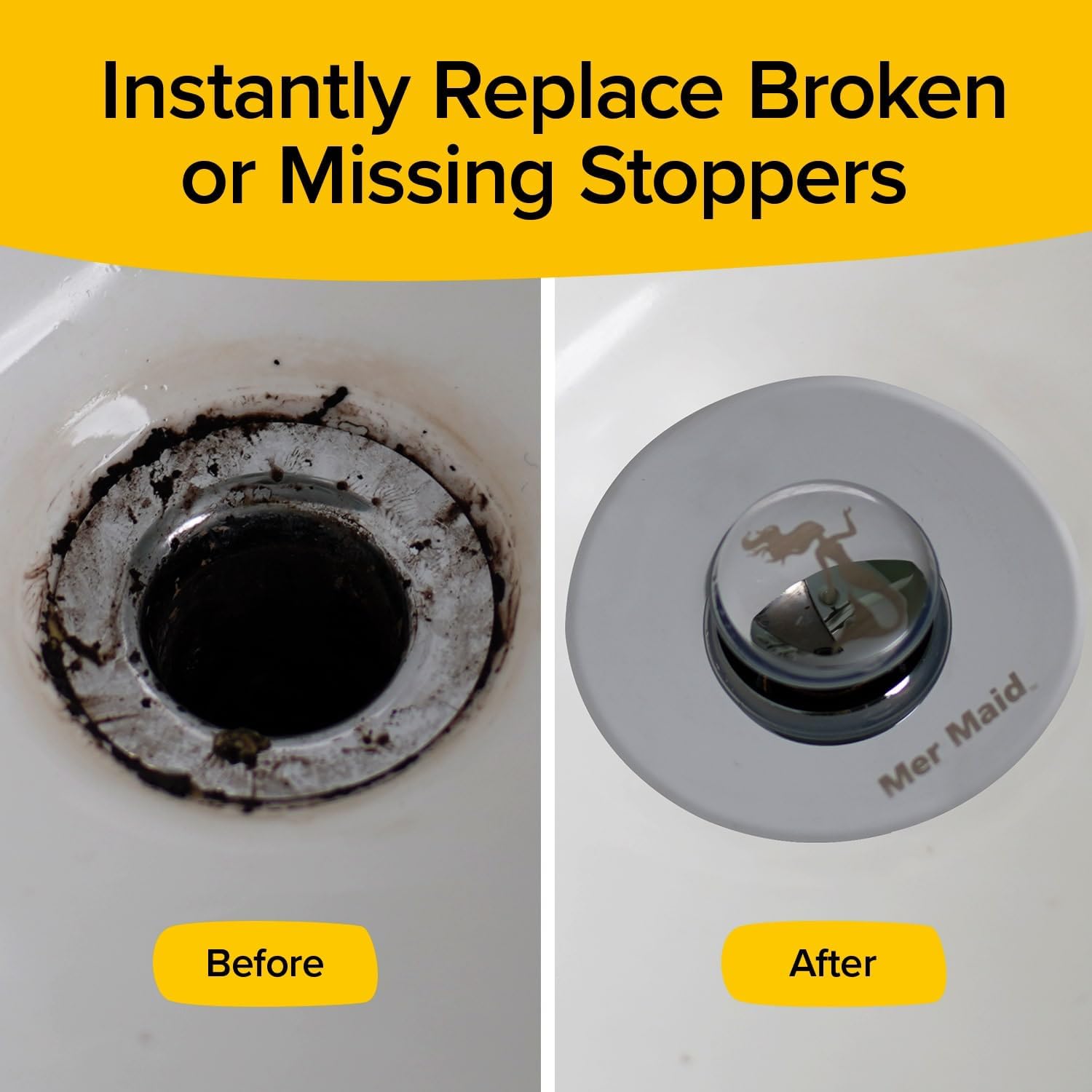 Mer-maid Drain Magic AS-SEEN-ON-TV Drain Stopper No Tools