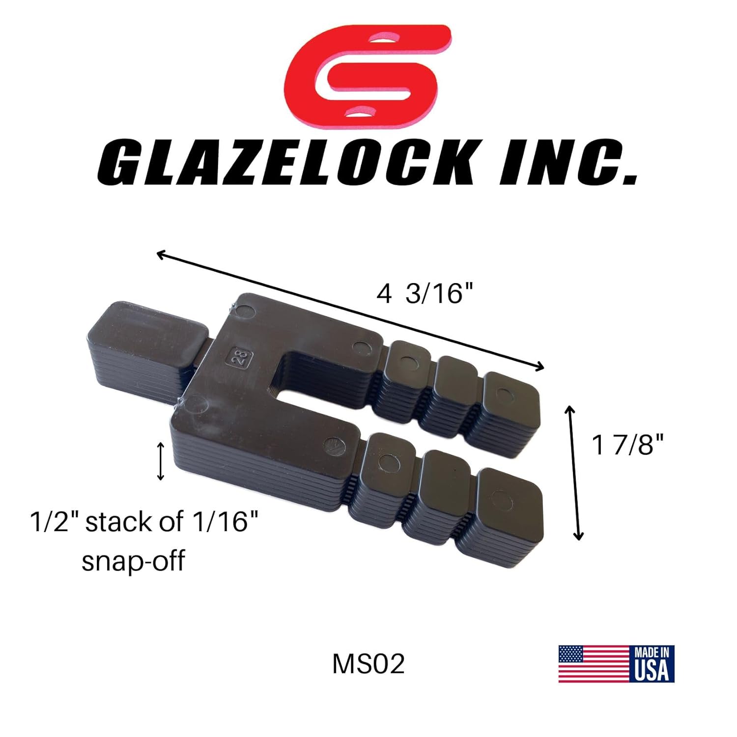 FLI Products Glazelock MS02 116 Thick Shim Stack 70stacks1120pcbox