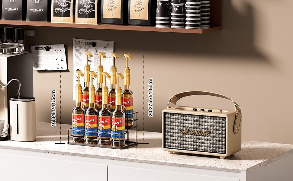 Kimilus 8 Bottle Coffee Syrup Organizer 2 Tier Stand