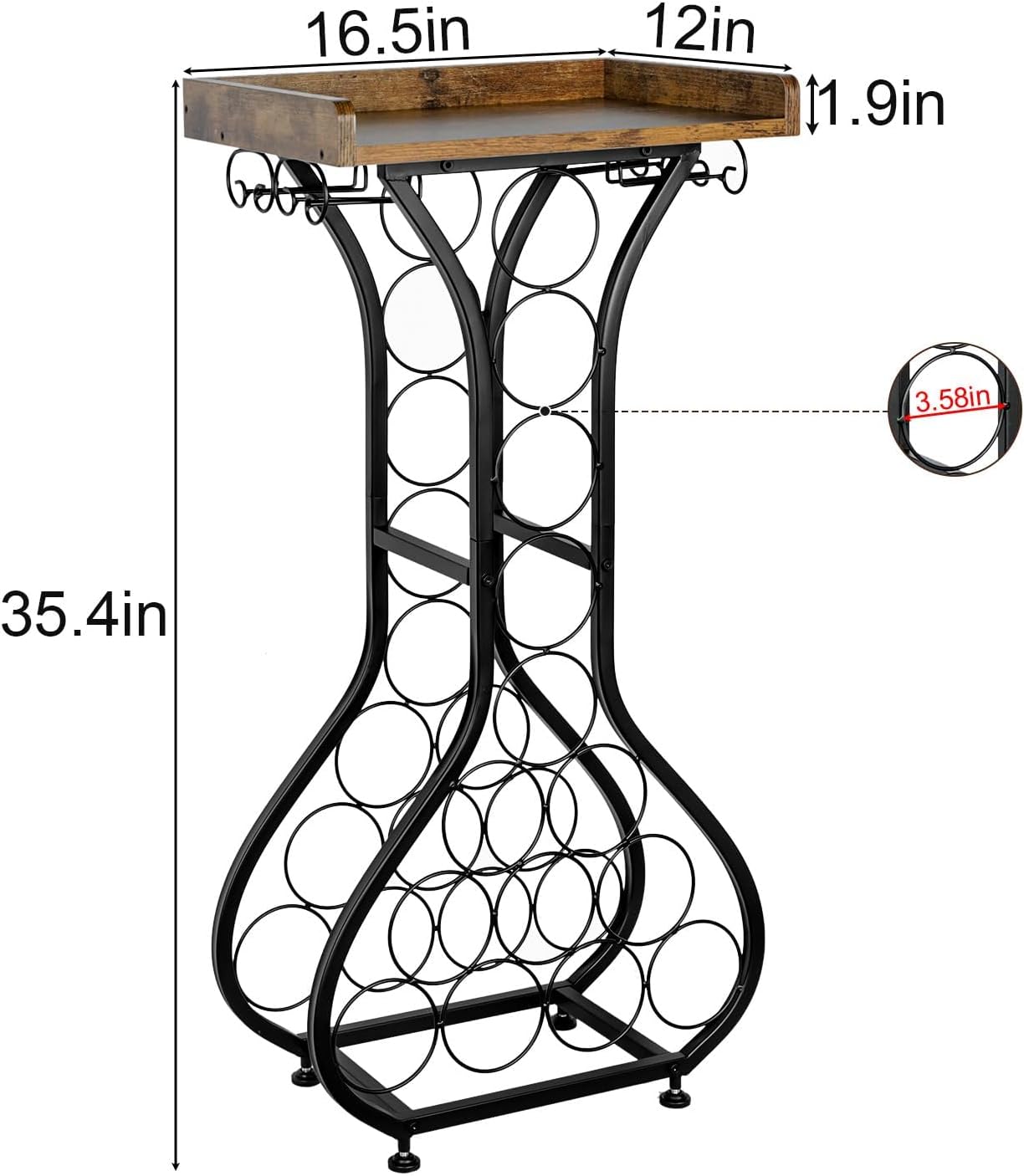 X-cosrack Freestanding Wine Rack with 14 Bottle Capacity and Glass Holder