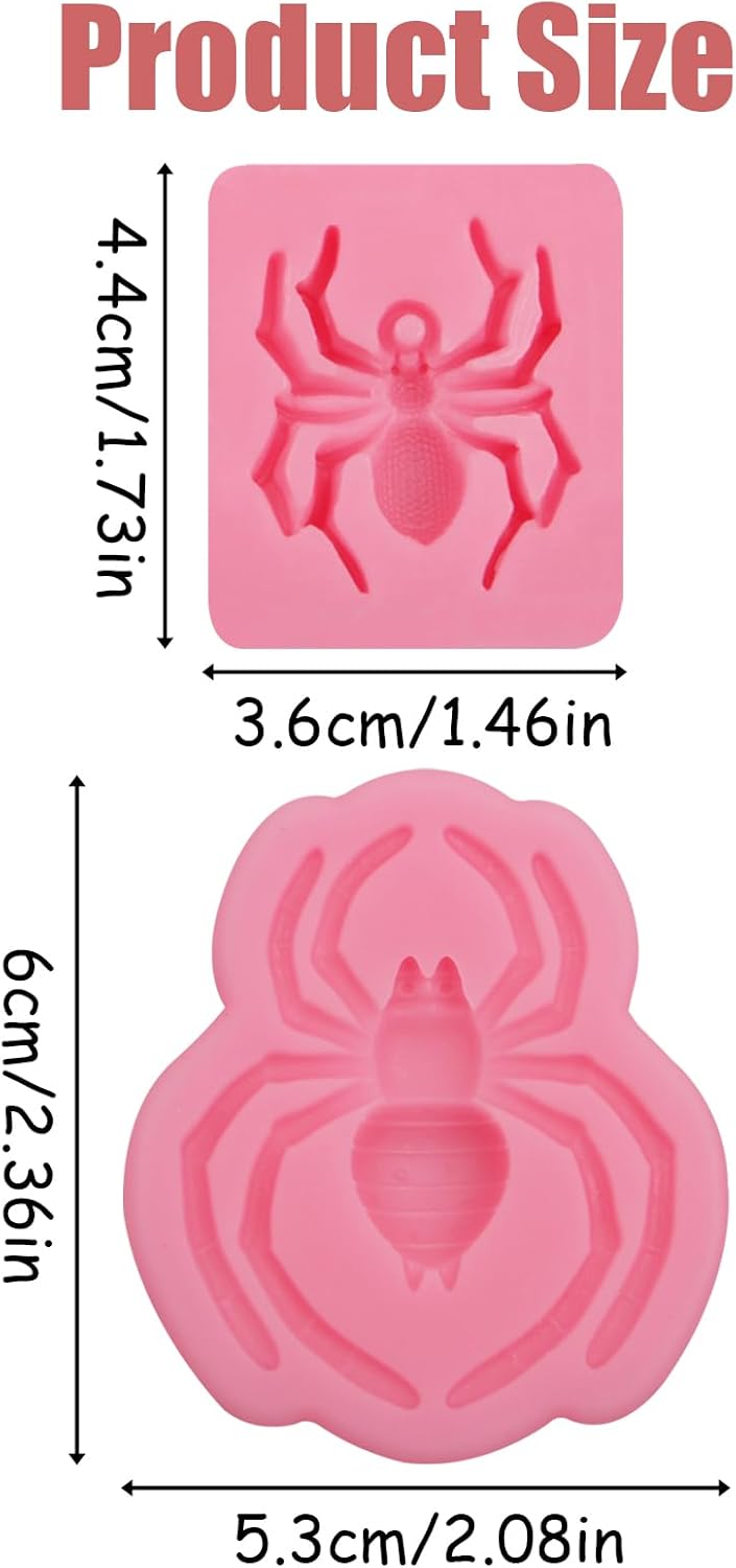 Spider Fondant Mold 2 Pcs - Halloween Cake Decorating Silicone Molds