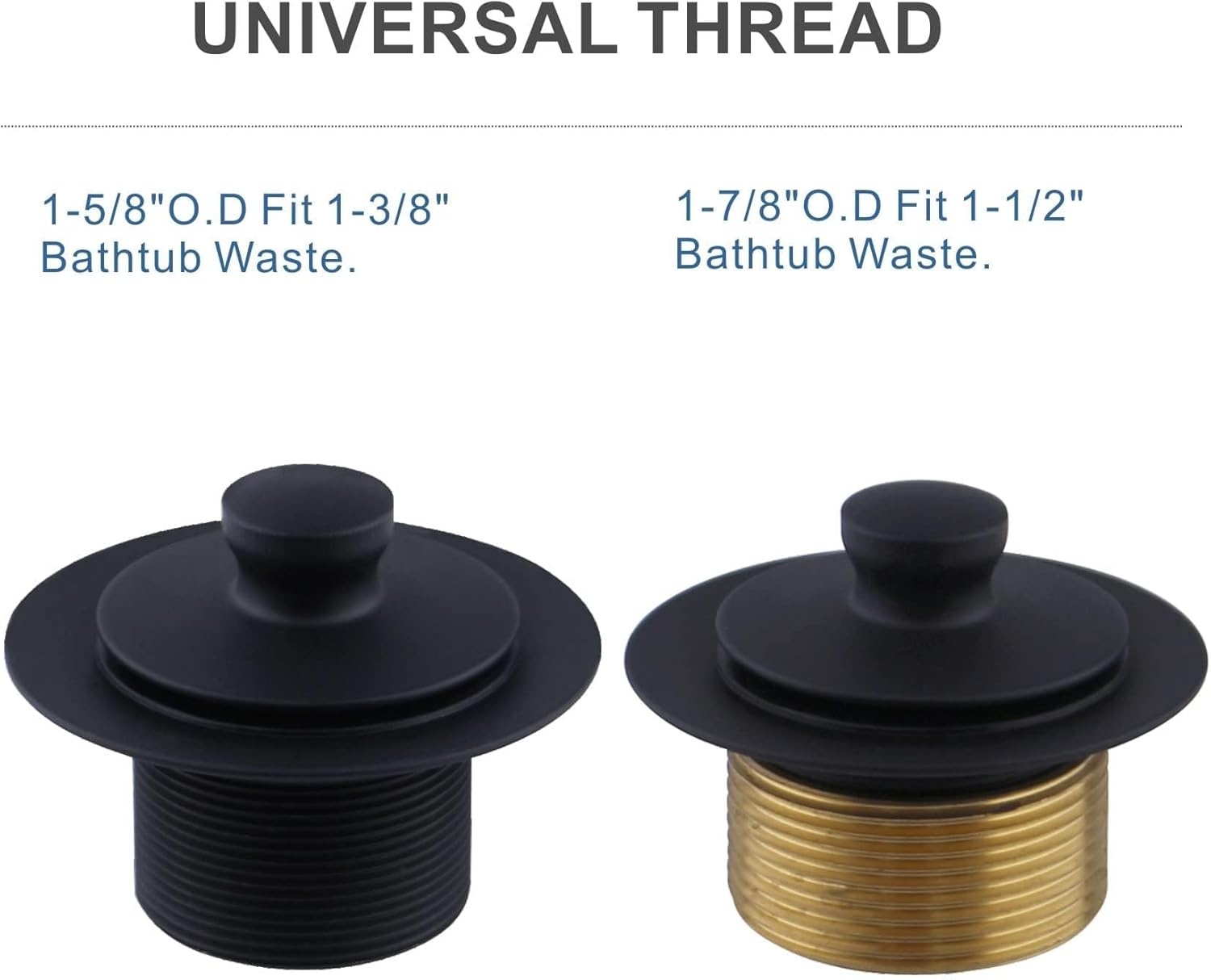 HIDROP Matte Black Tub Drain Set with Overflow Conversion Kit