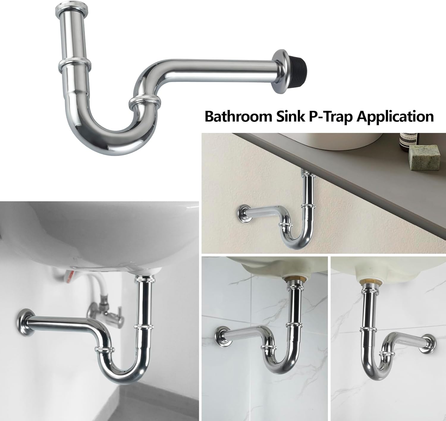 AMeoMerk Chrome P-Trap Sink Stopper Drain Kit