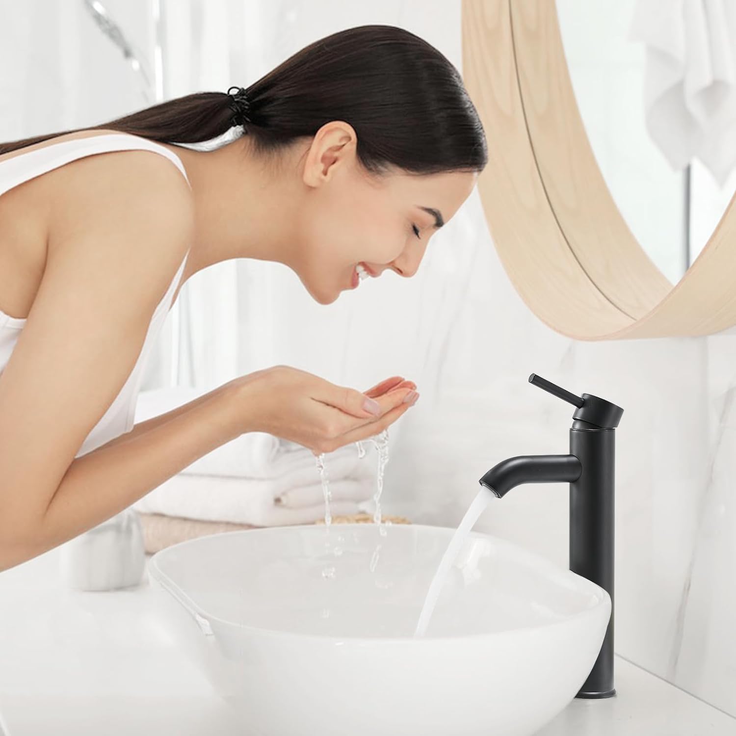 VOTON Chrome Modern Tall Vessel Sink Faucet Single Handle One Hole