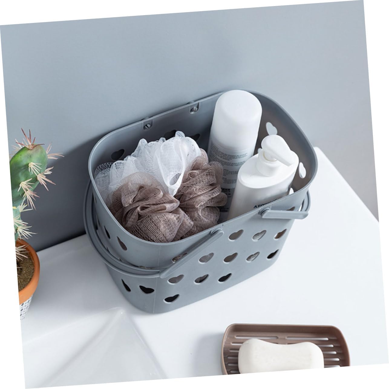 DRESSOOS 2pcs Handheld Plastic Storage Baskets for Bathroom and Home Use