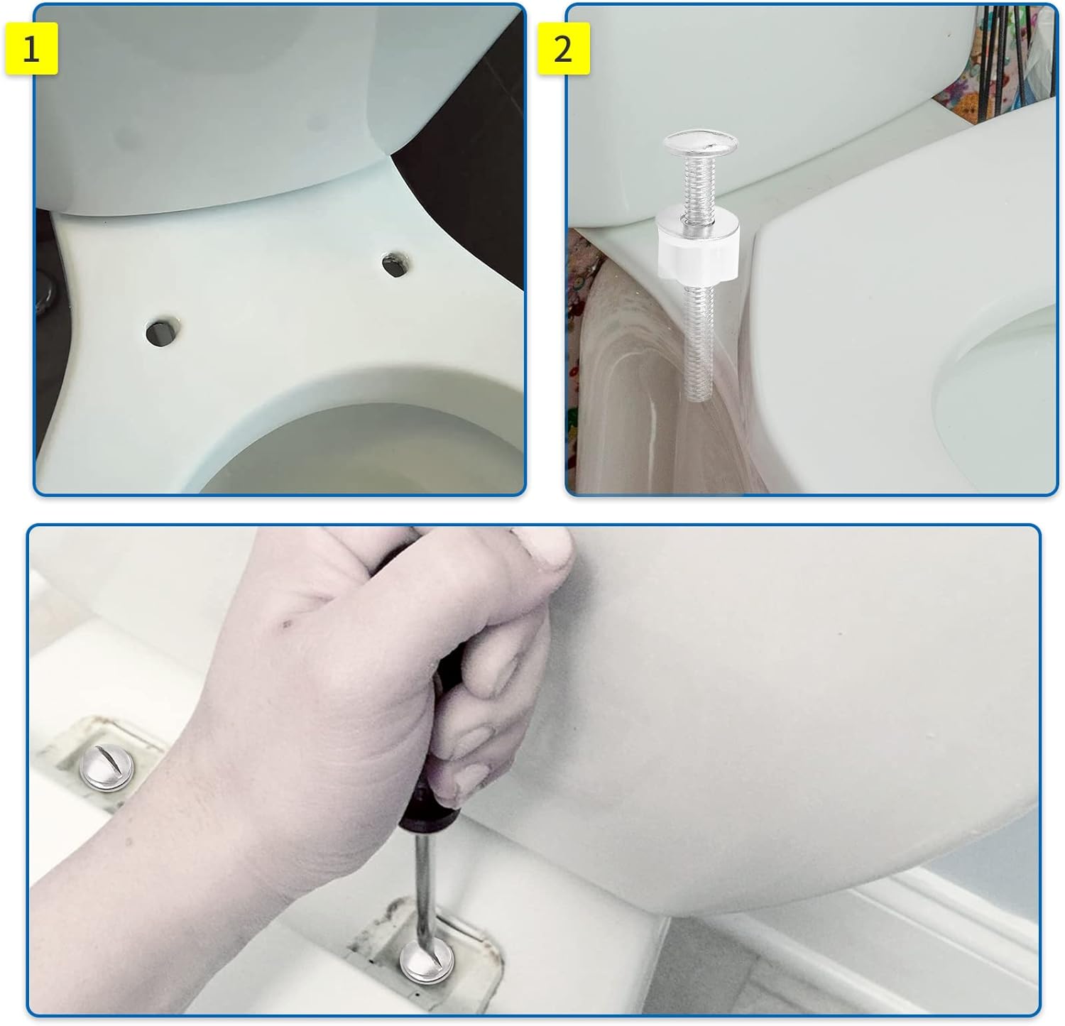 2pcs Universal Silver Toilet Seat Bolt Set