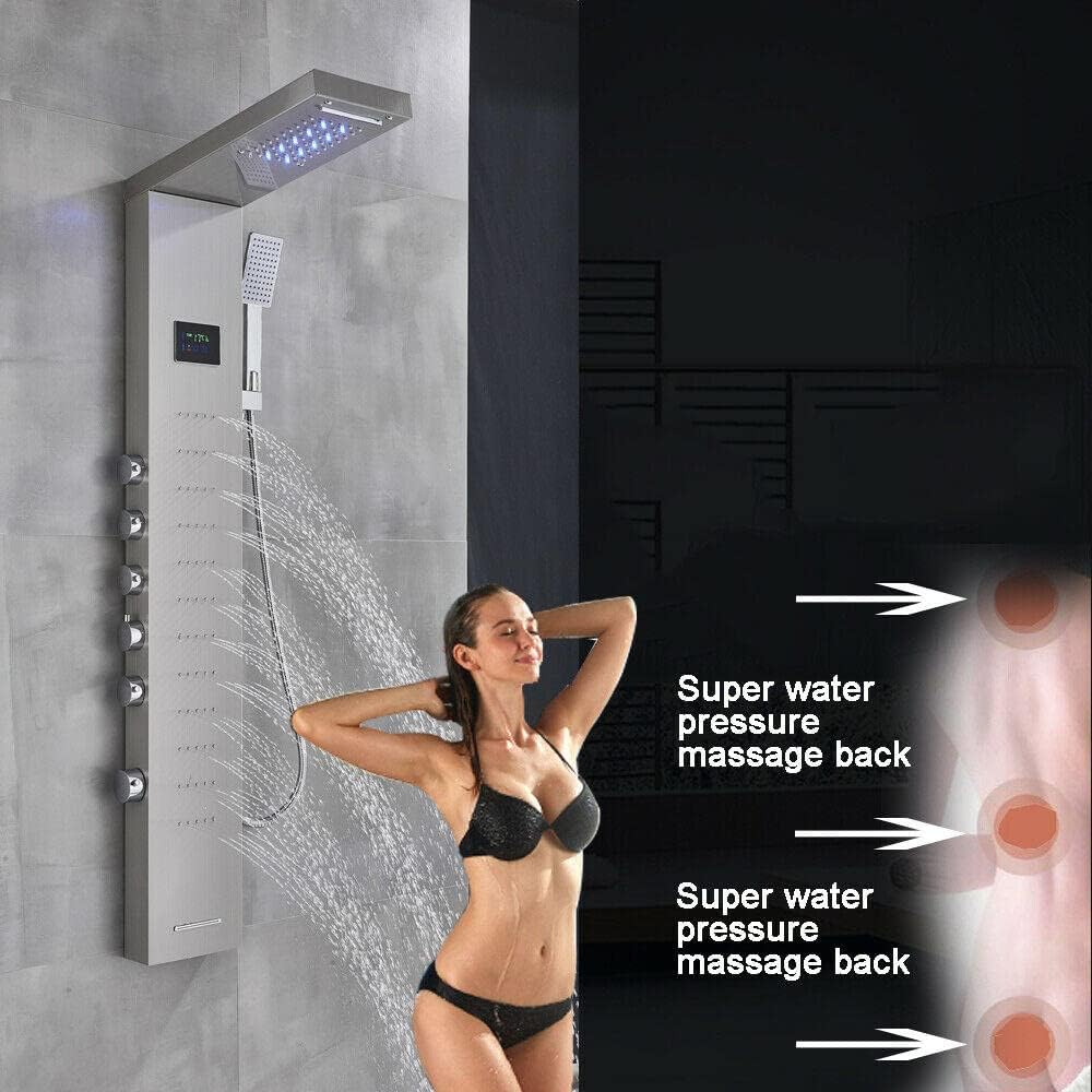 Gougeltd LED Light Shower Panel with Massager Jets