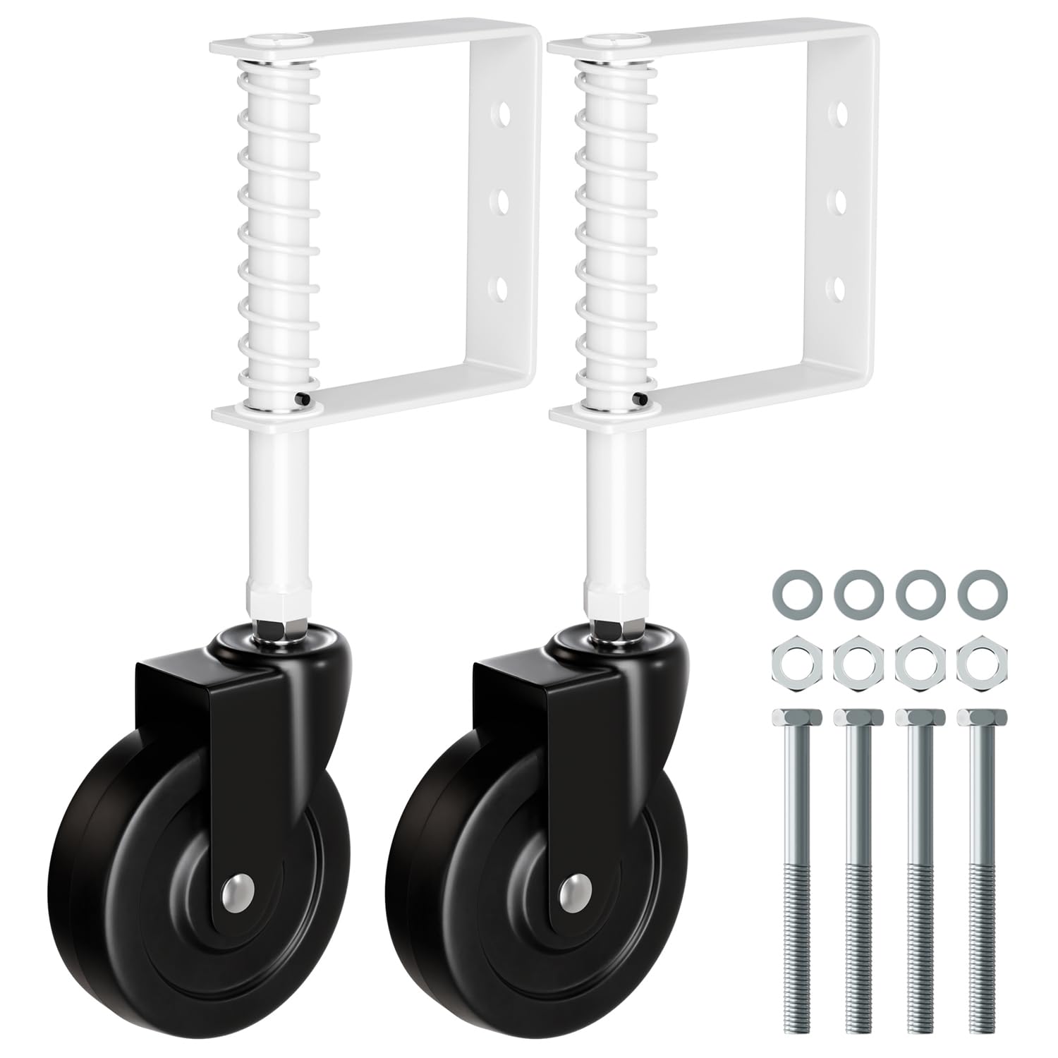 4 Spring Loaded Gate Caster with 360 Rotation 220 Lbs Capacity 2 Pack