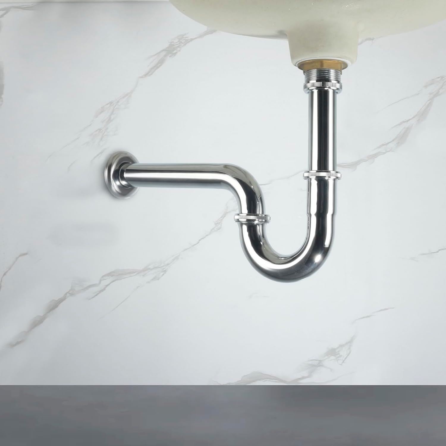 AMeoMerk Chrome P-Trap Sink Stopper Drain Kit