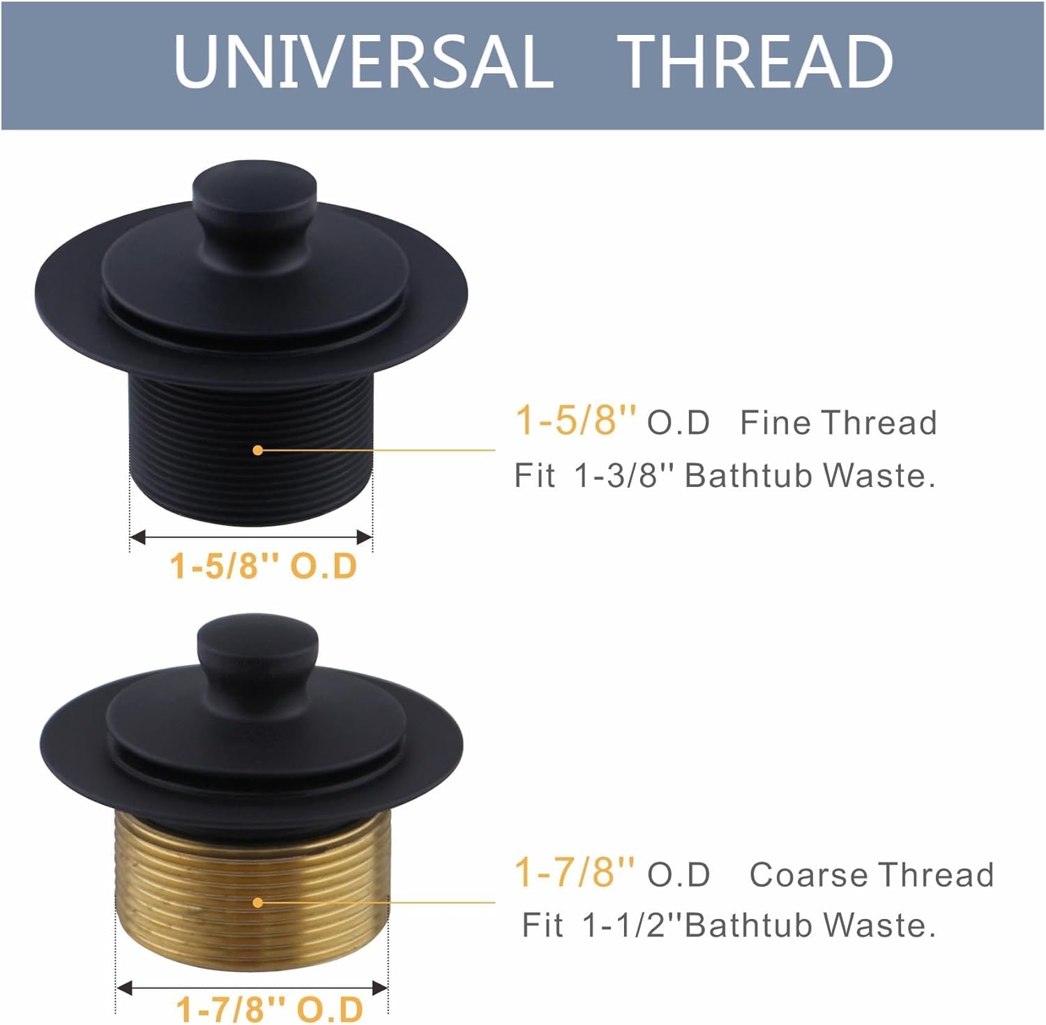 HIDROP Matte Black Tub Drain Set with Overflow Conversion Kit