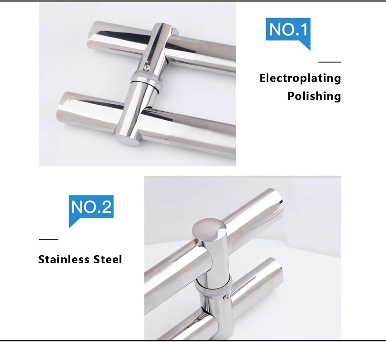 DAMSLY Adjustable Silver Glass Door Handle Set 600mm