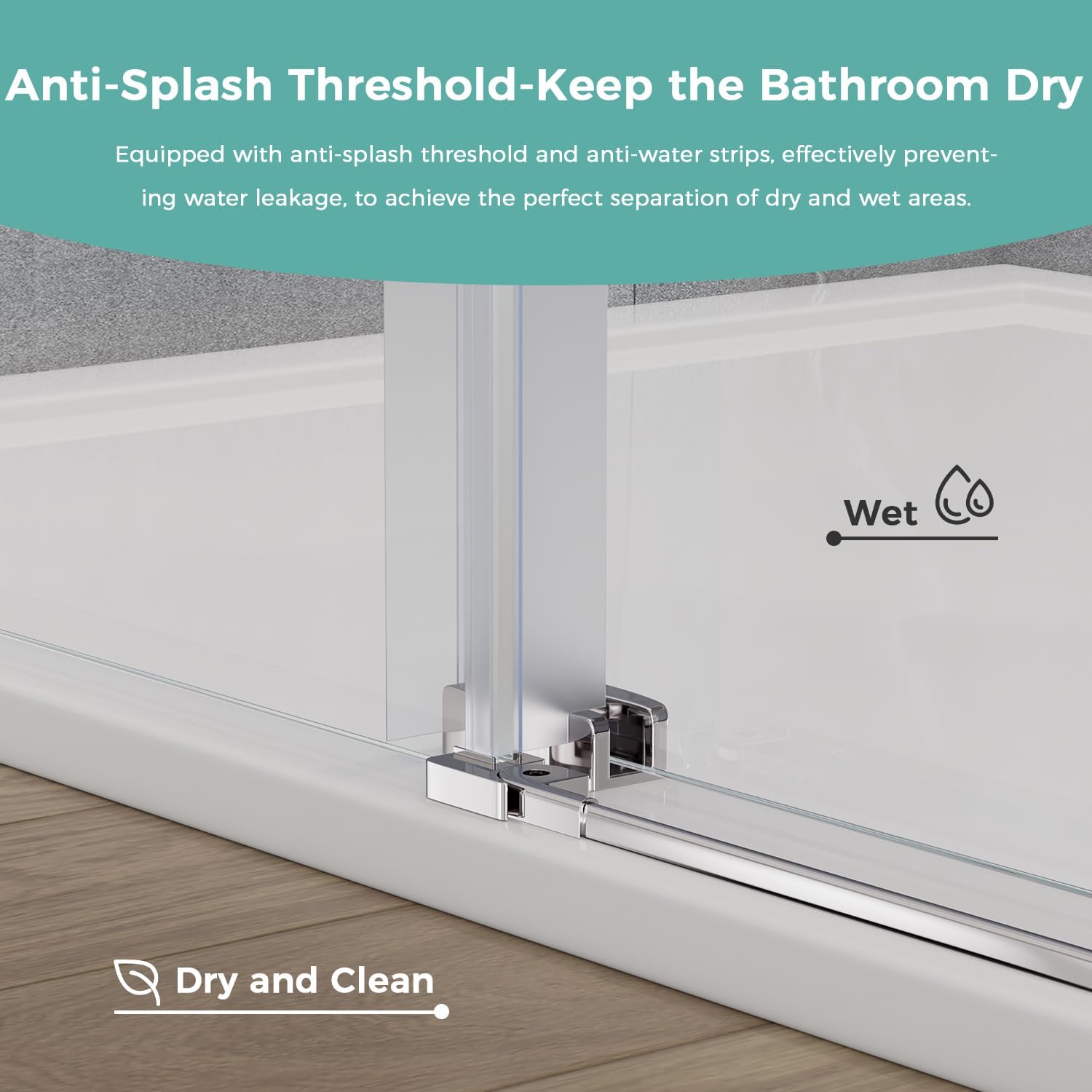Frameless Glass Shower Door 56-60 x 75 Silver Stainless Steel