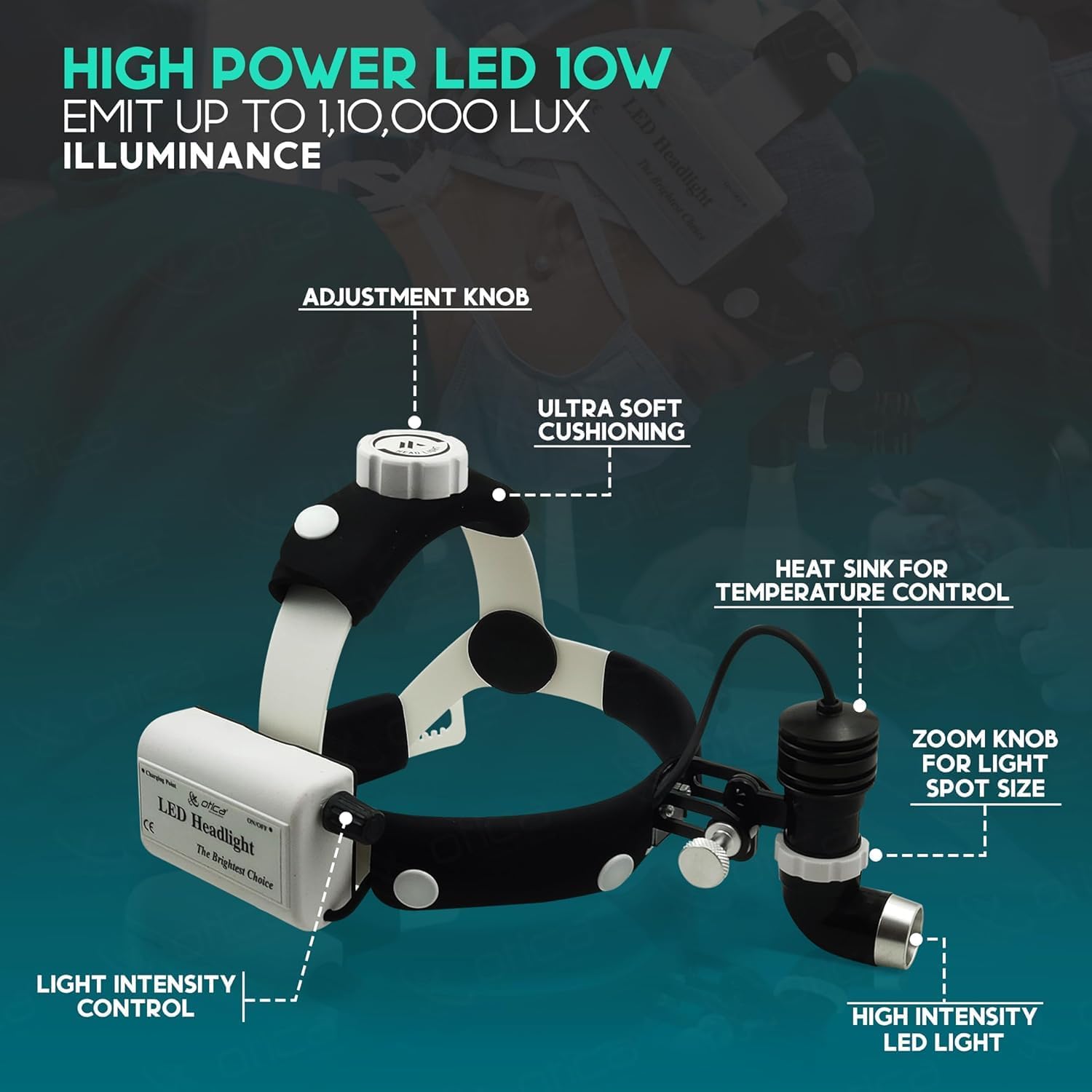 OTICA 10 Watt LED Headlight Pack of 2 for Surgery and Dentistry
