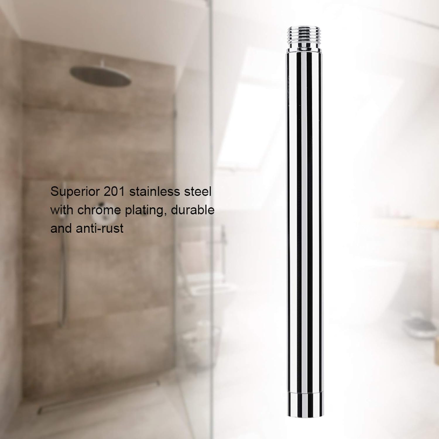 SALALIS 8 Inch Chrome Shower Arm Extension Pipe