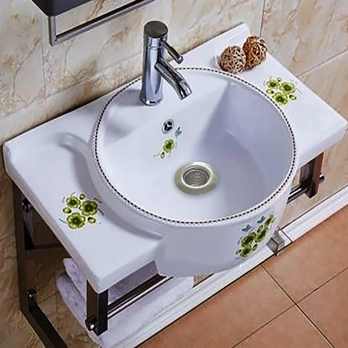 125 Inch Bathroom Sink Strainer 2PCS Hair Catcher for Laundry and RV