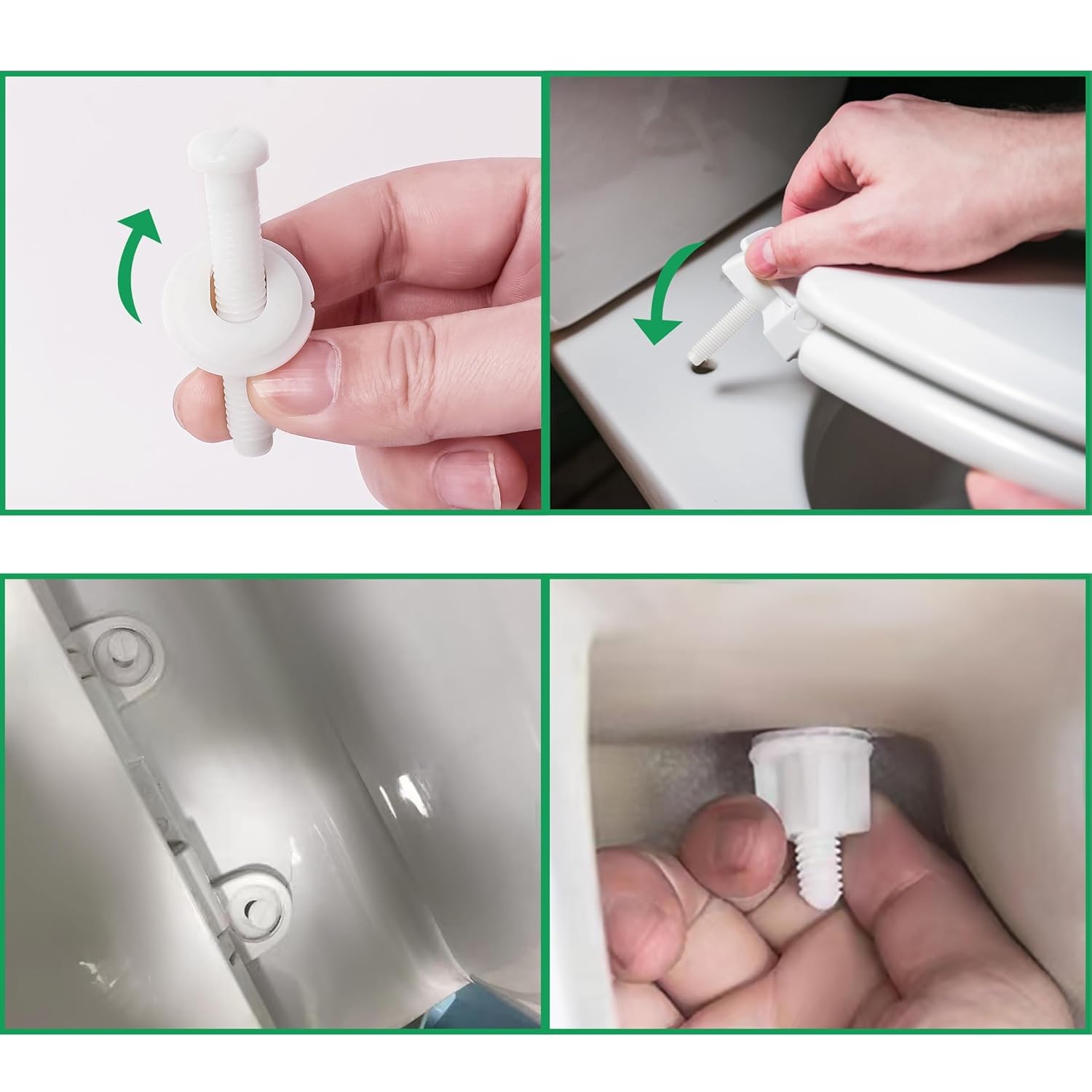 White Plastic Toilet Seat Screws 4 Pack Replacement
