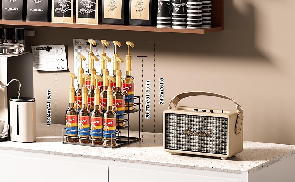 12 Bottle Coffee Syrup Organizer 3 Tier Freestanding Rack