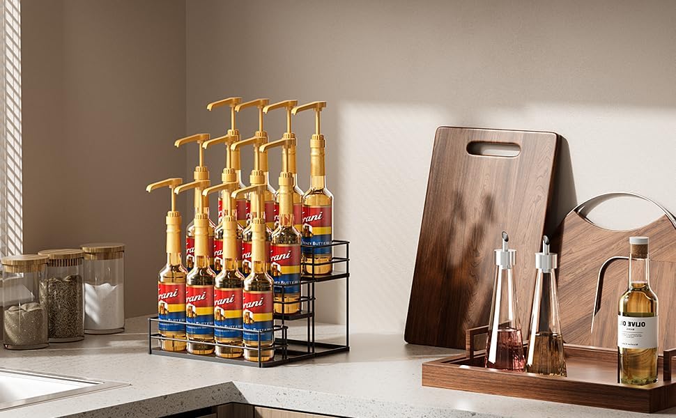 12 Bottle Coffee Syrup Organizer 3 Tier Freestanding Rack