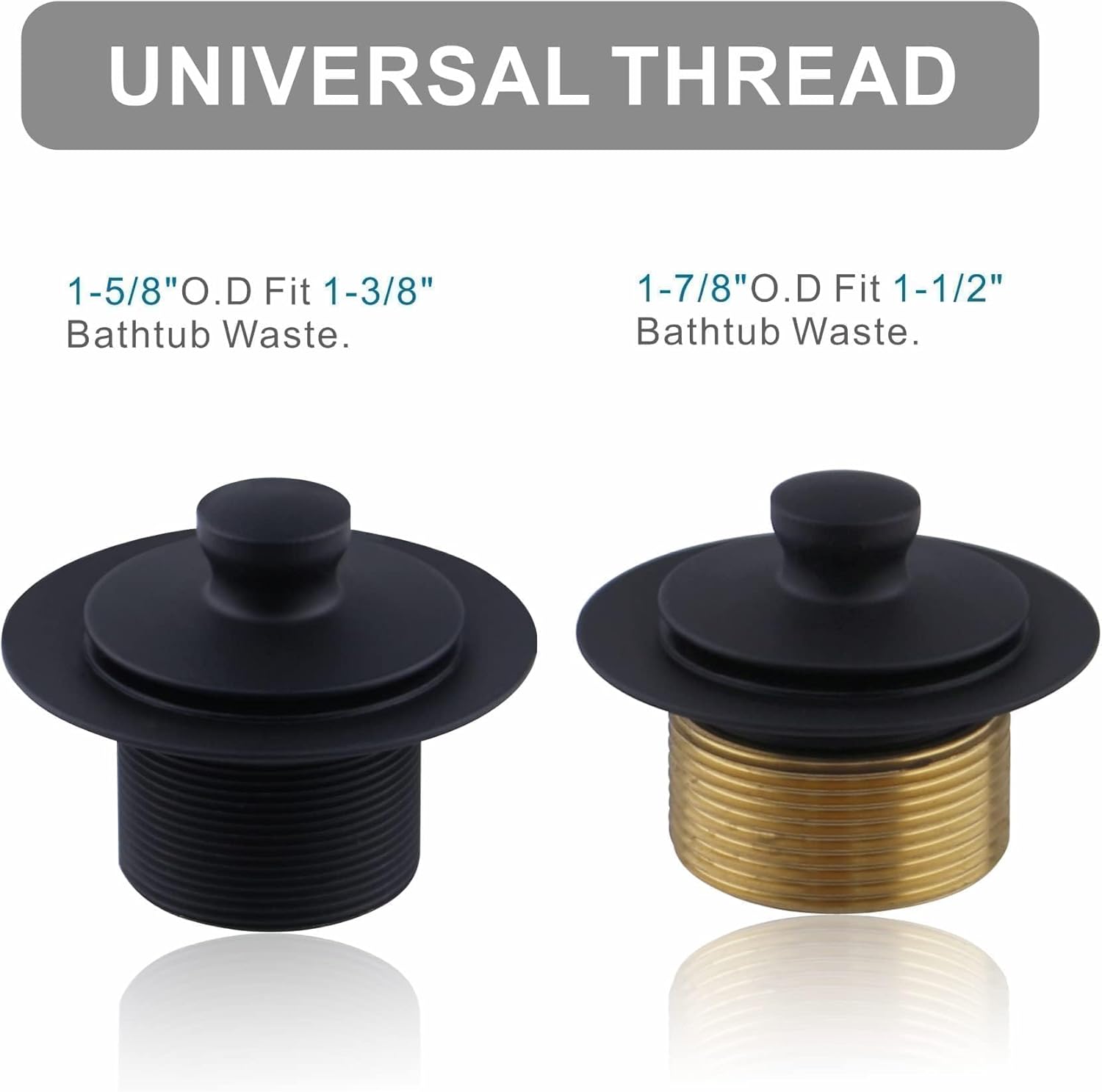 Welsan Matte Black Tub Drain Kit with Overflow Faceplate 1