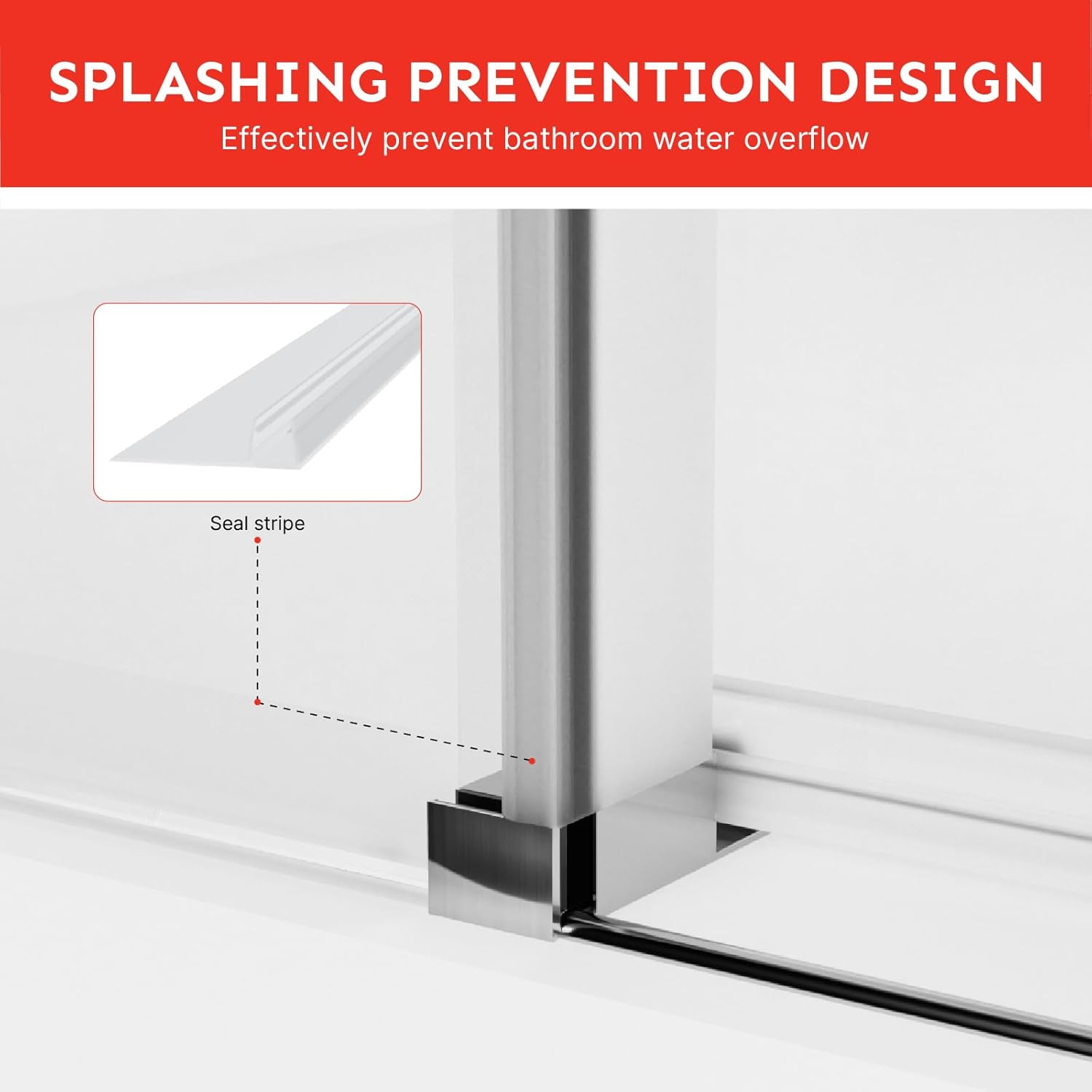 Kosmonia 56-60Wx74H Frameless Sliding Shower Door