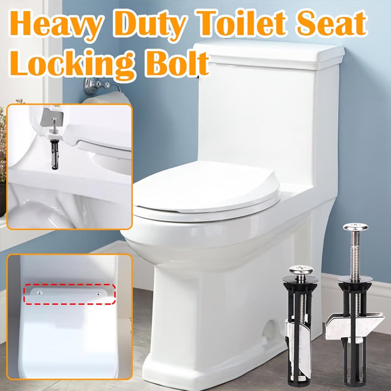 Dljingan Heavy Duty Toilet Seat Bolt Kit 4pcs Universal